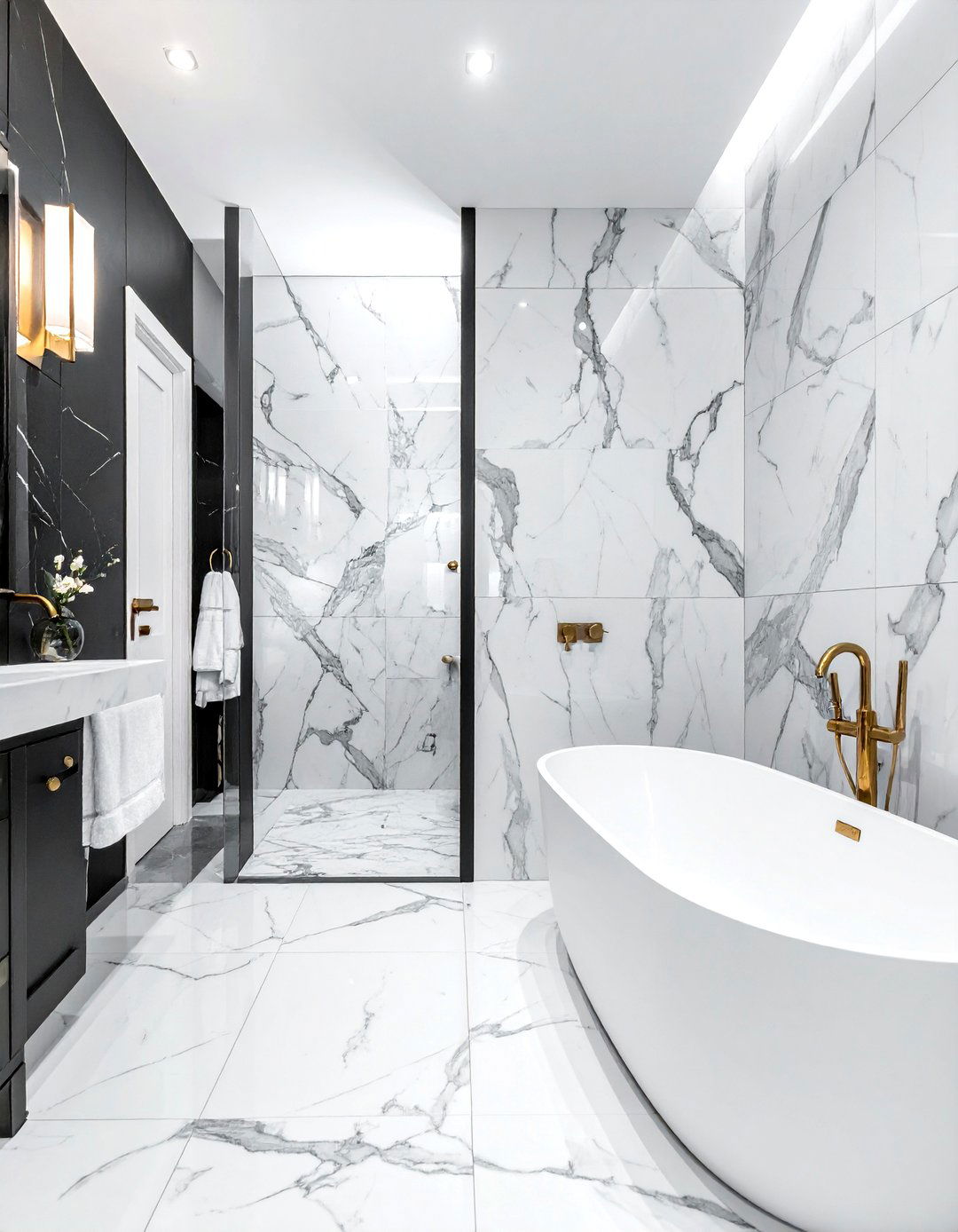Black Marble Bathroom - 30 dark bathroom ideas