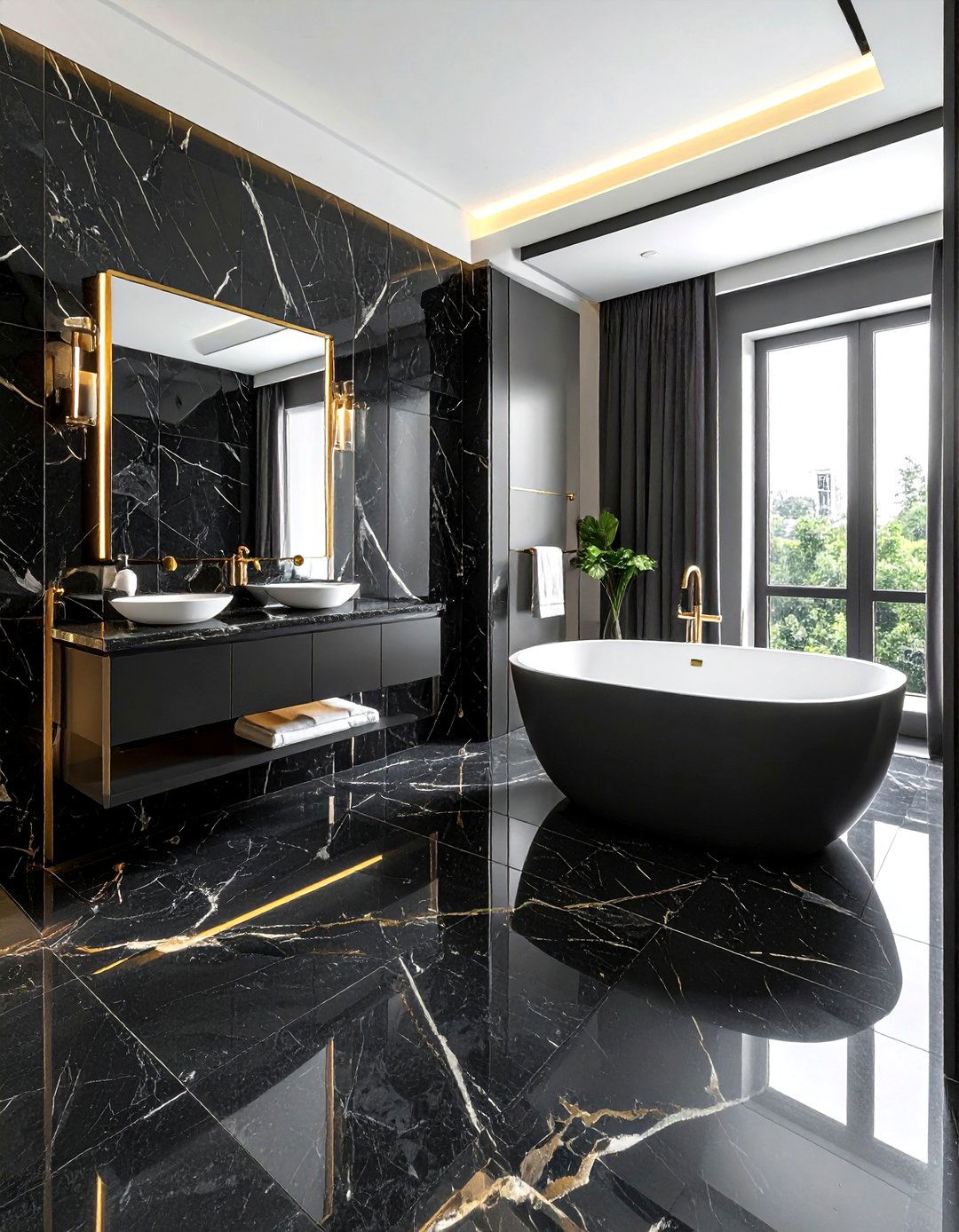 Black Marble Bathroom - 30 dark black bathroom ideas