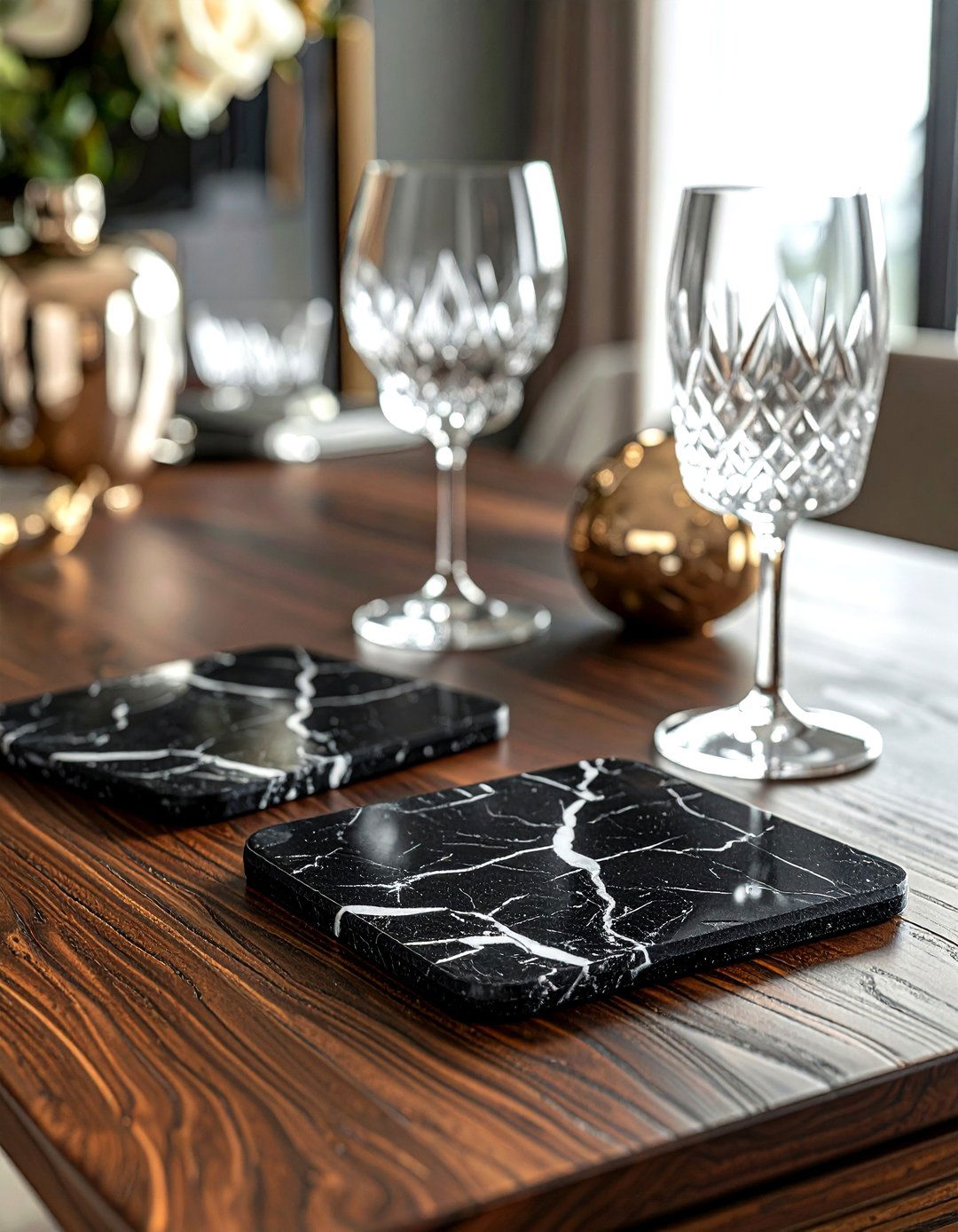 Black Marble Coasters - 30 black dining room accessories ideas