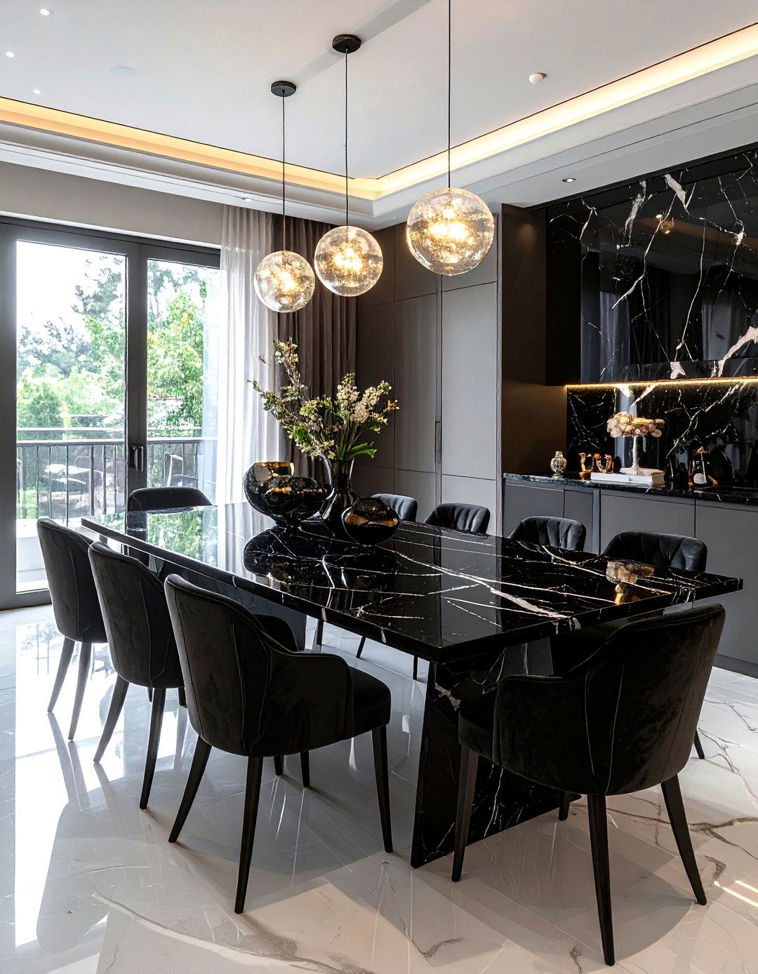 Black Marble Dining Room - 30 black dining room ideas