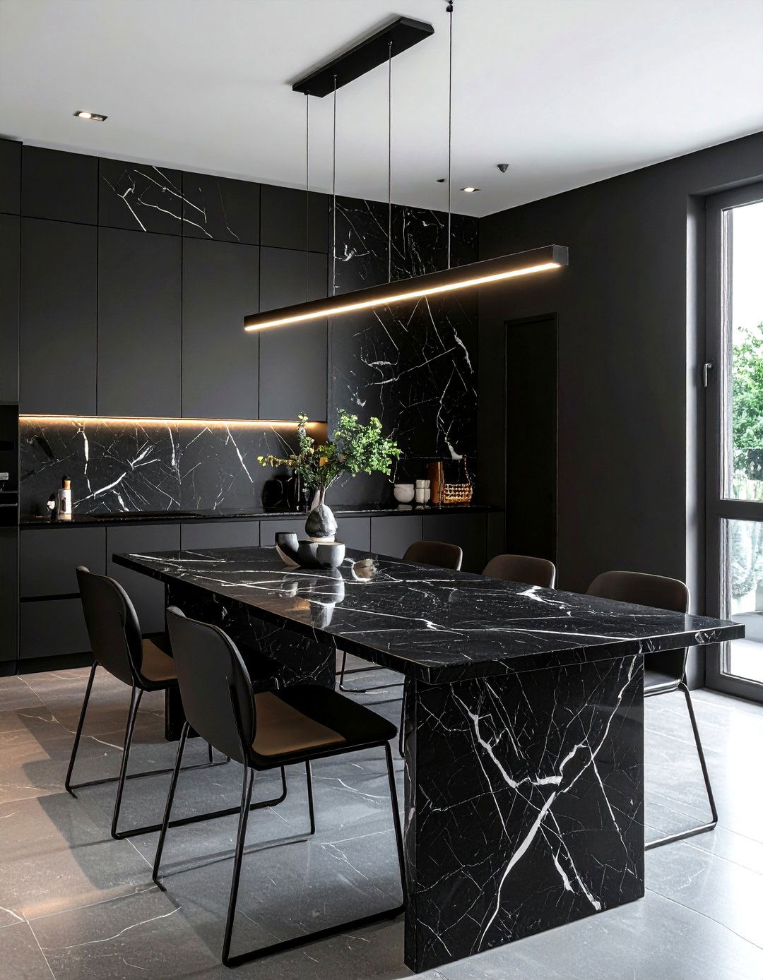 Black Marble Dining Room - 30 black dining room design ideas