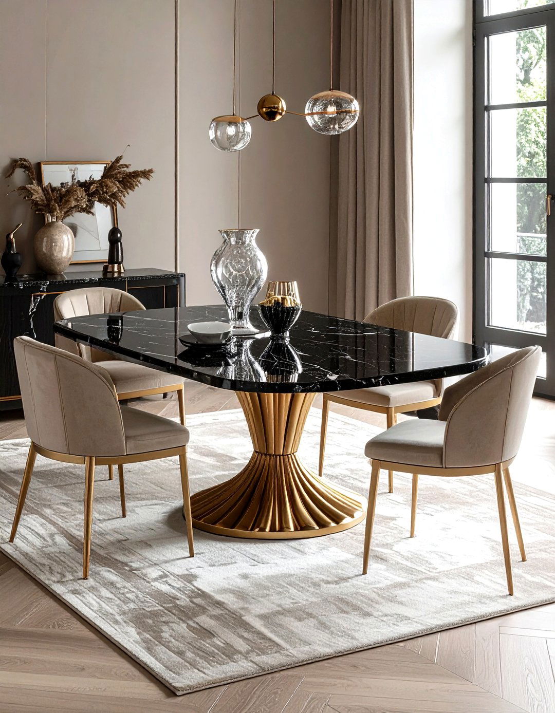 Black Marble Dining Table - 30 pedestal dining table ideas