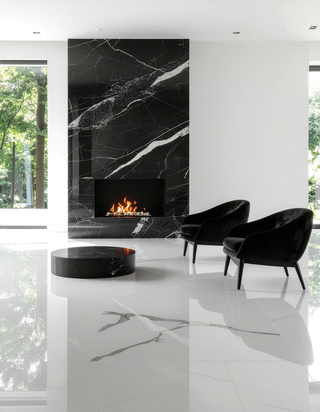 Black Marble Fireplace - 30 fireplace surround ideas