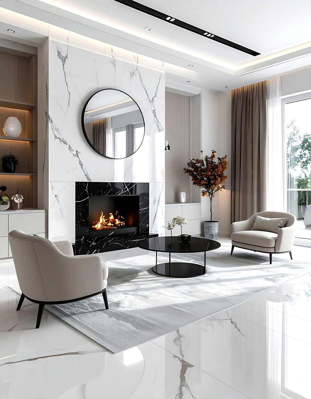 Black Marble Fireplace Living Room - 30 black living room design ideas