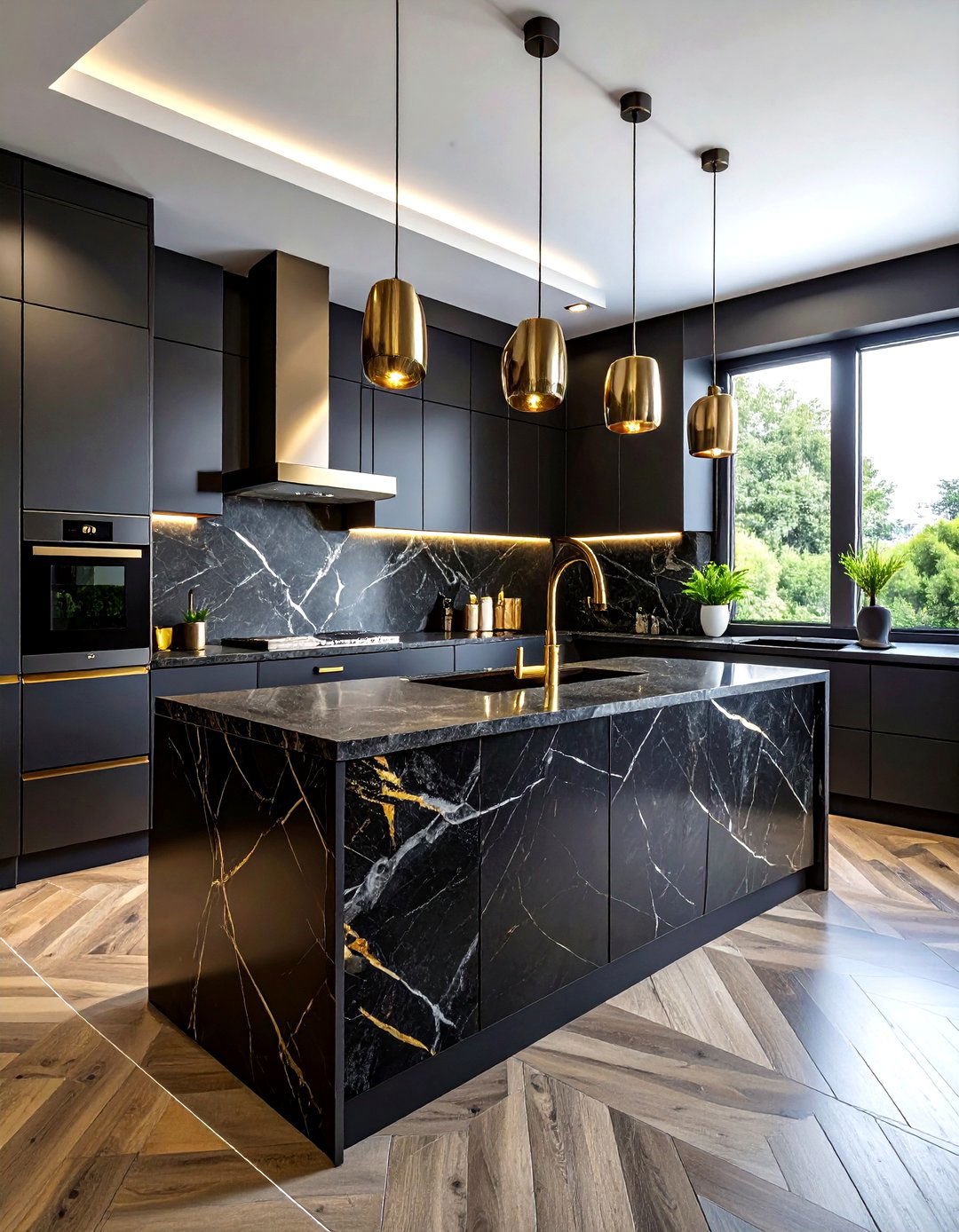 Black Marble Kitchen Backsplash - 30 dark black kitchen ideas