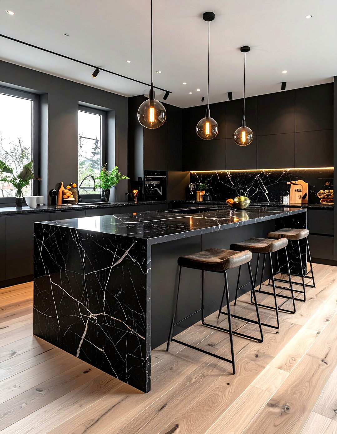 Black Marble Kitchen Island - 30 marble kitchen island ideas