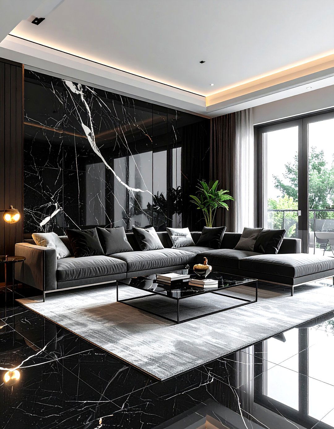 Black Marble Living Room - 30 living room black walls