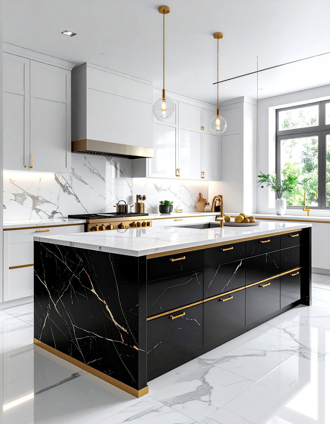 Black Marble Stacked Tile - 30 stacked tile kitchen backsplash ideas