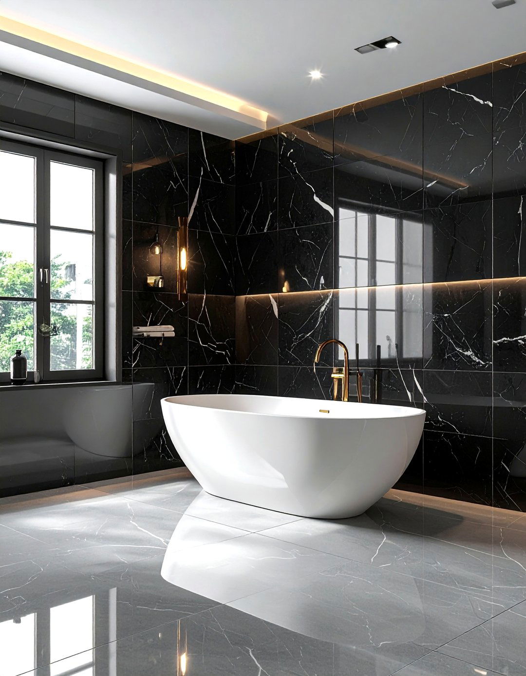 Black Marble Tile - 30 bathroom redesign ideas