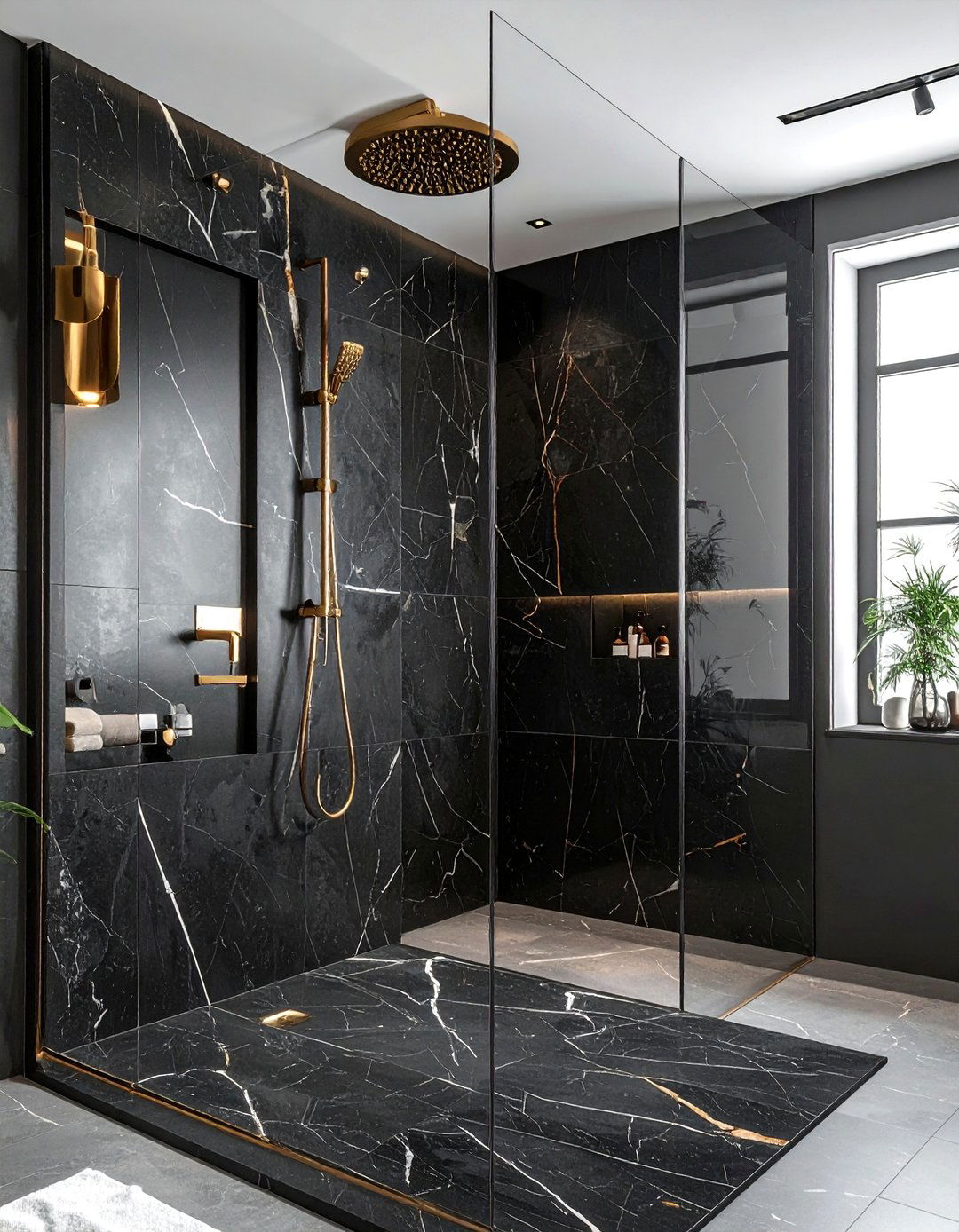 Black Marble Walk In Shower - 30 one-of-a-kind bathroom ideas
