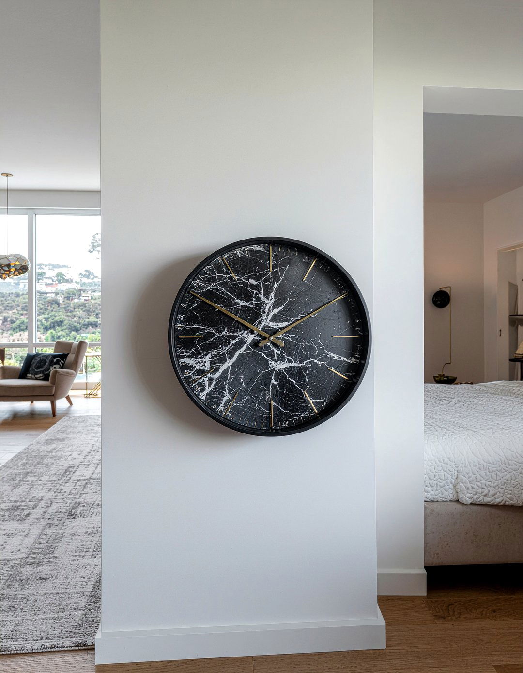 Black Marble Wall Clock - 30 bedroom wall clocks