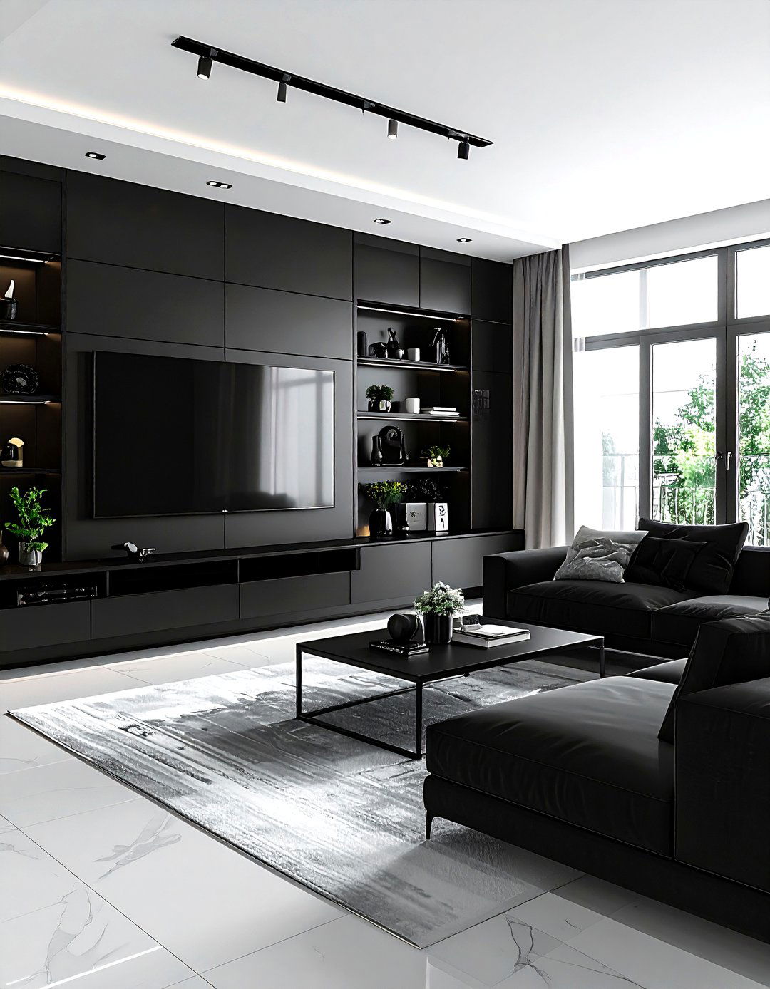 Black Media Center Living Room - 30 black living room furniture ideas