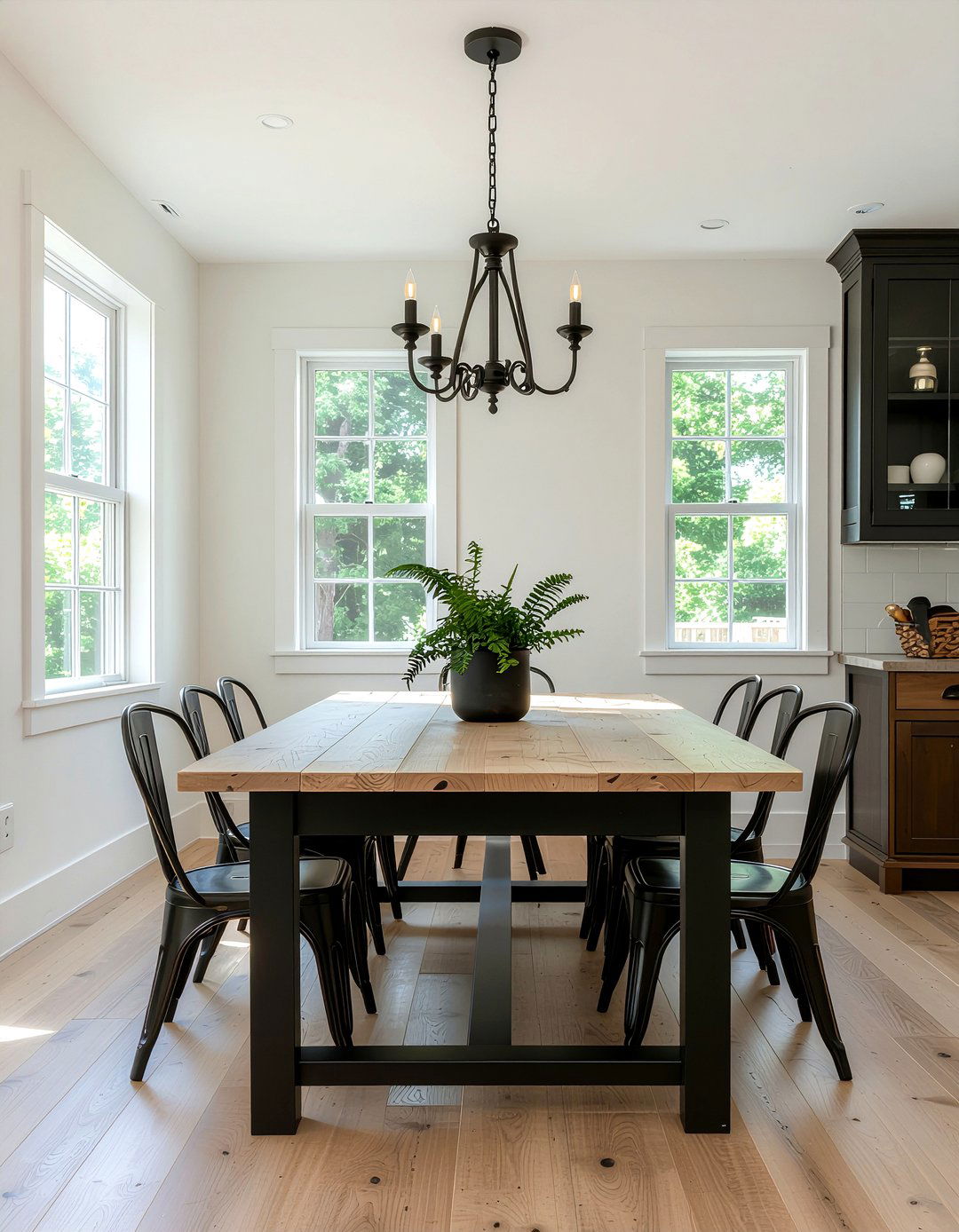 Black Metal Accent - 30 rustic farmhouse dining room ideas
