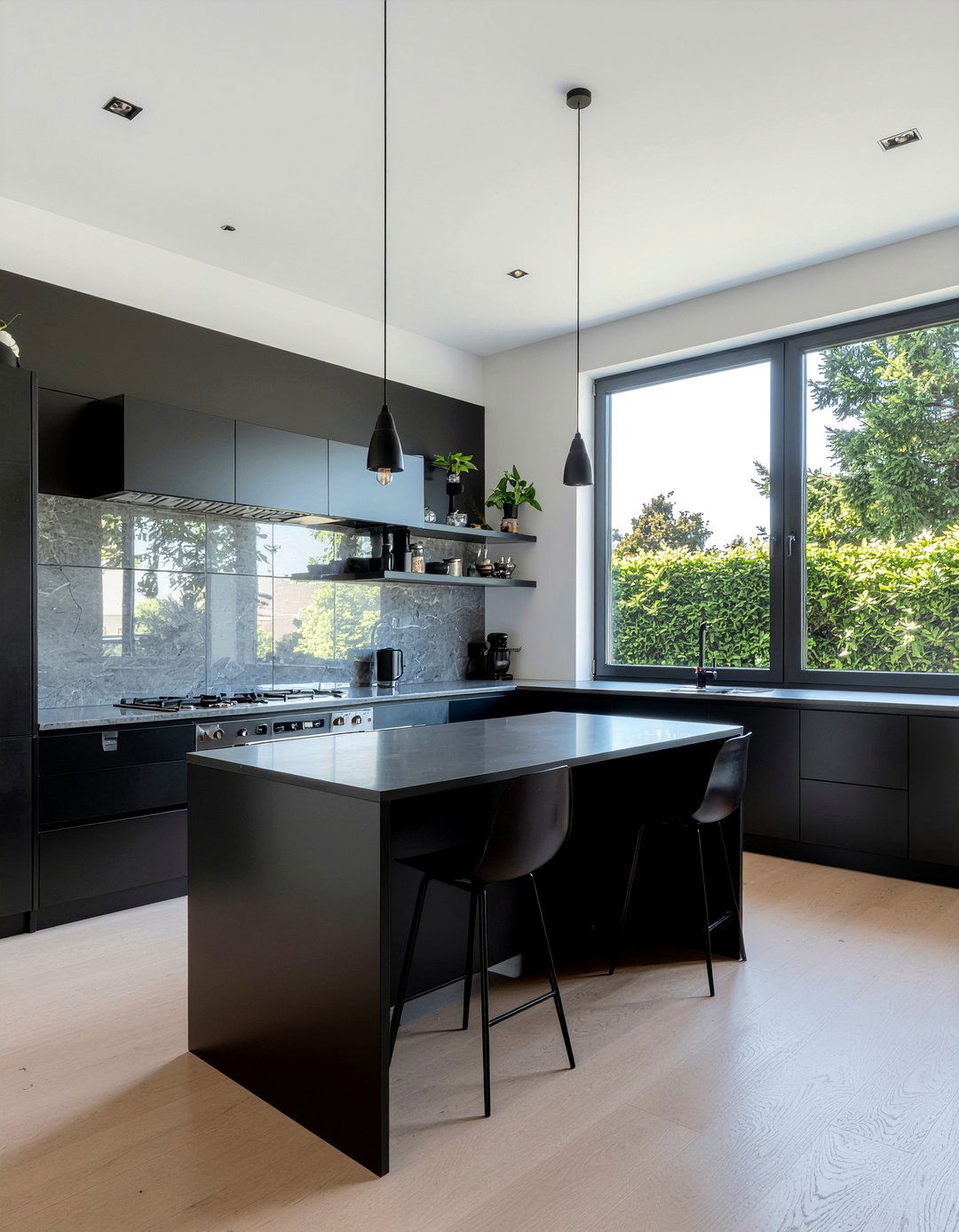 Black Metal Accents - 30 all black kitchen ideas