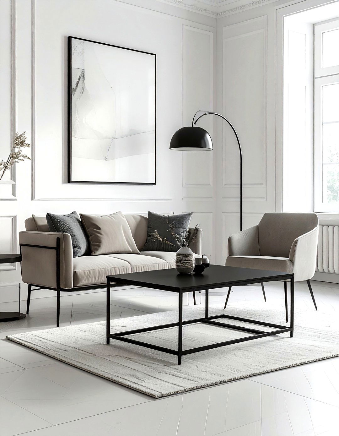 Black Metal Accents - 30 taupe and white living room ideas