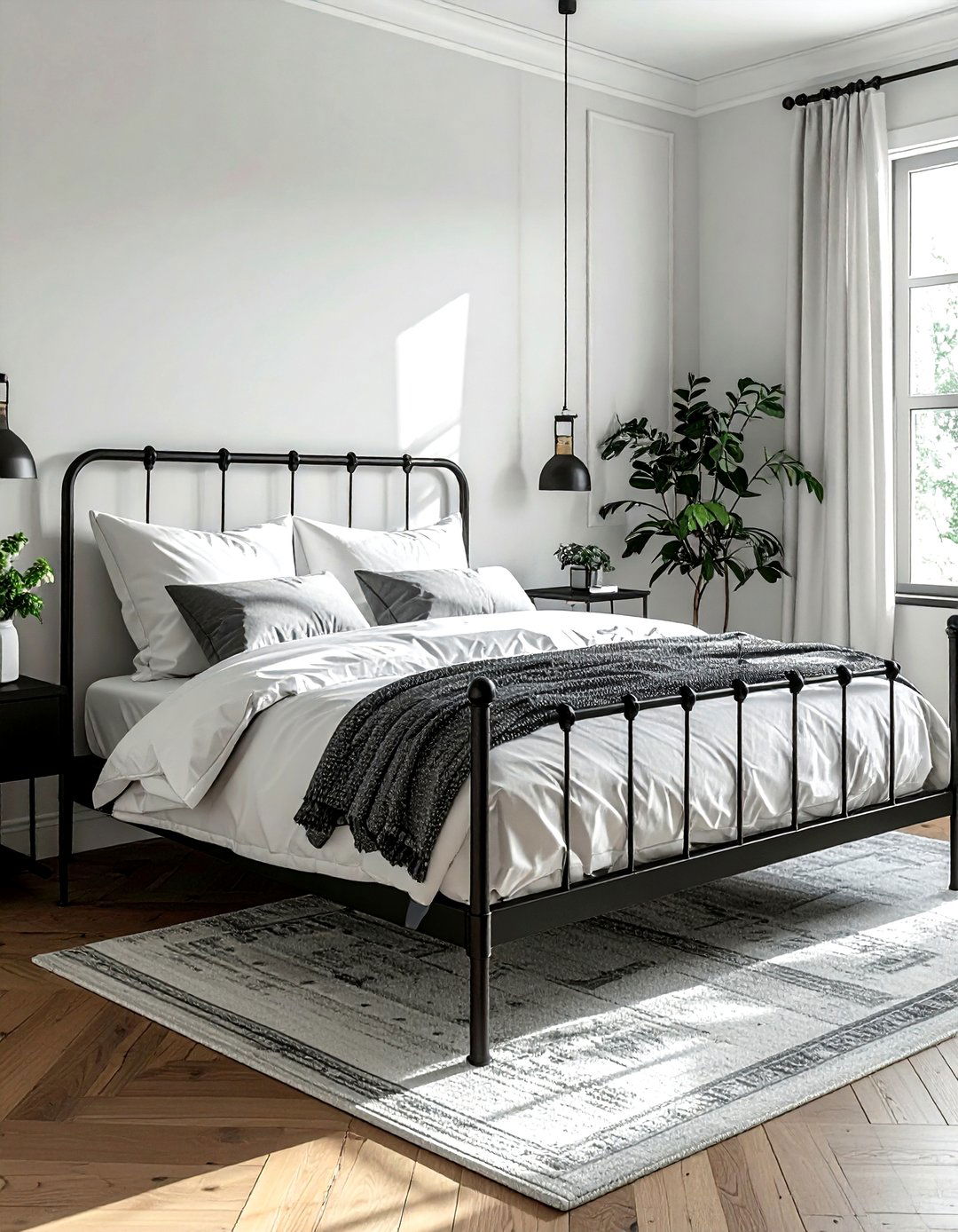 Black Metal Bed - 30 minimalist black bedroom ideas