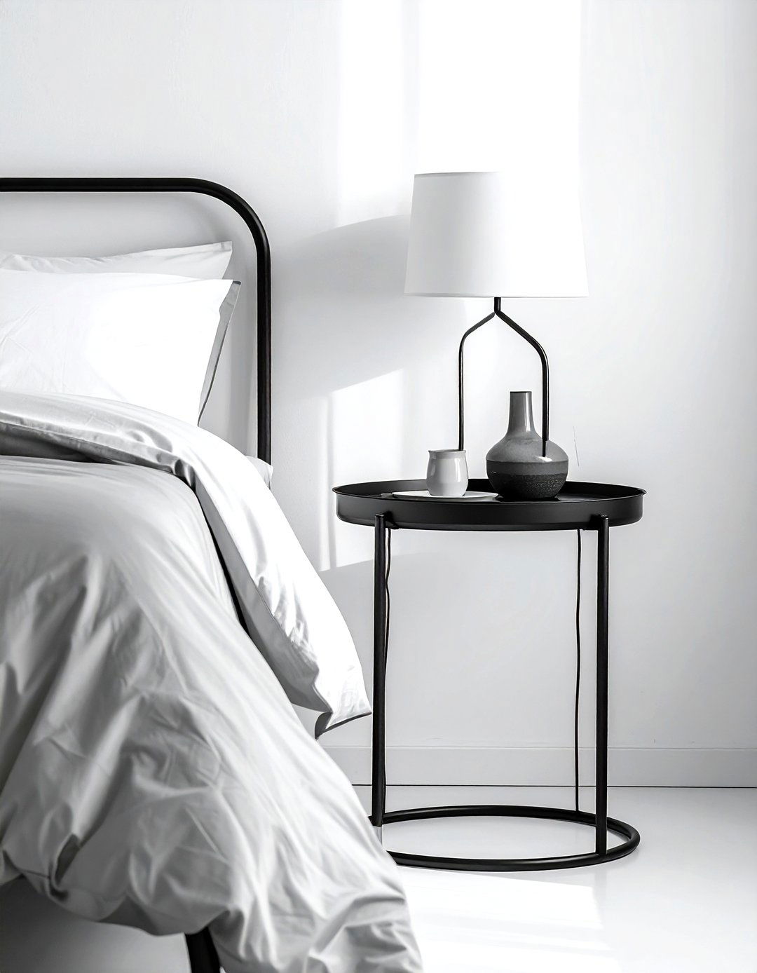 Black Metal Bedside Table - 30 black metal decor ideas
