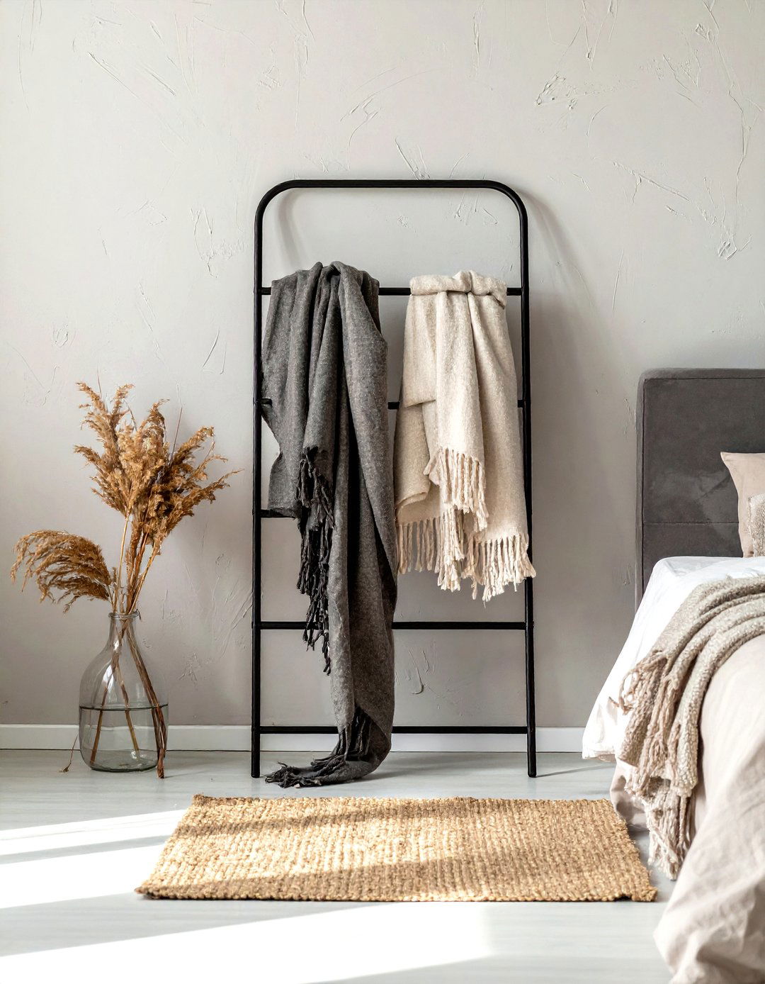 Black Metal Blanket Ladder - 30 black metal decor ideas