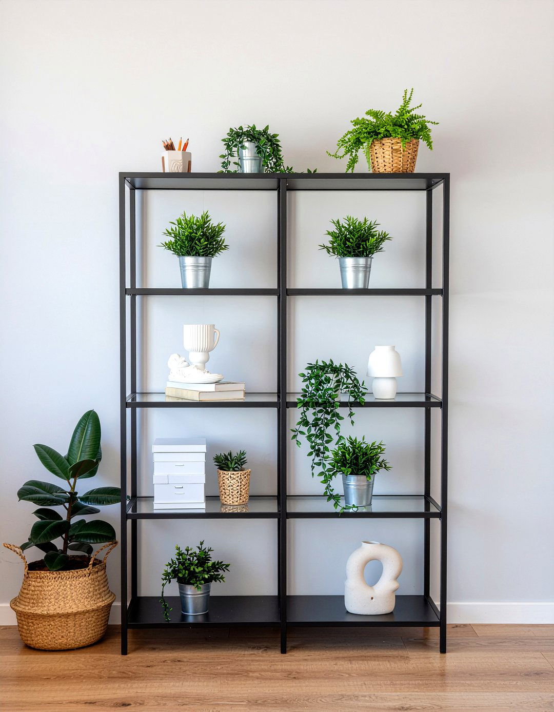 Black Metal Bookshelf - 30 living room Scandinavian furniture ideas