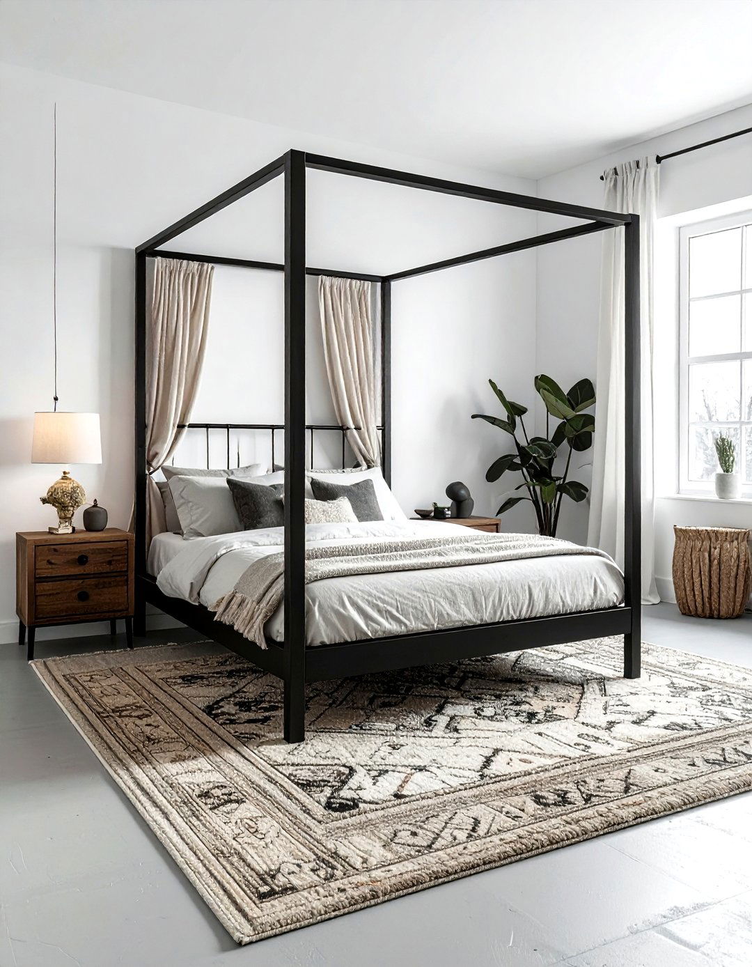 Black Metal Canopy Bed - 30 rustic black bedroom ideas