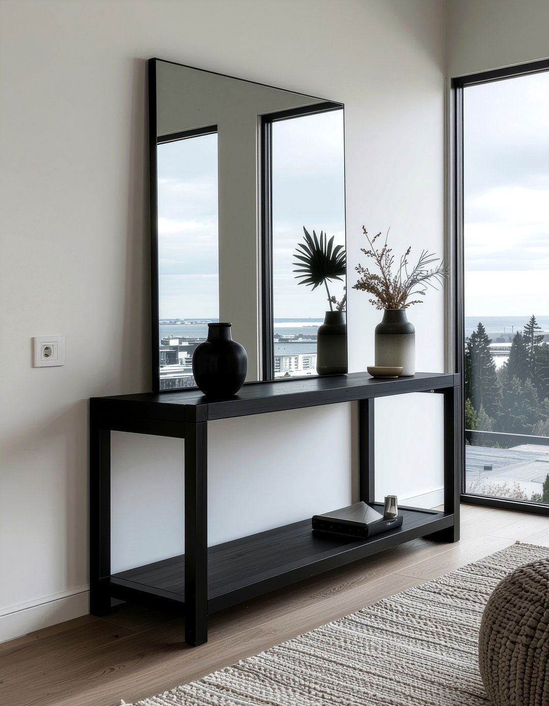 Black Metal Console - 30 entryway table decor ideas