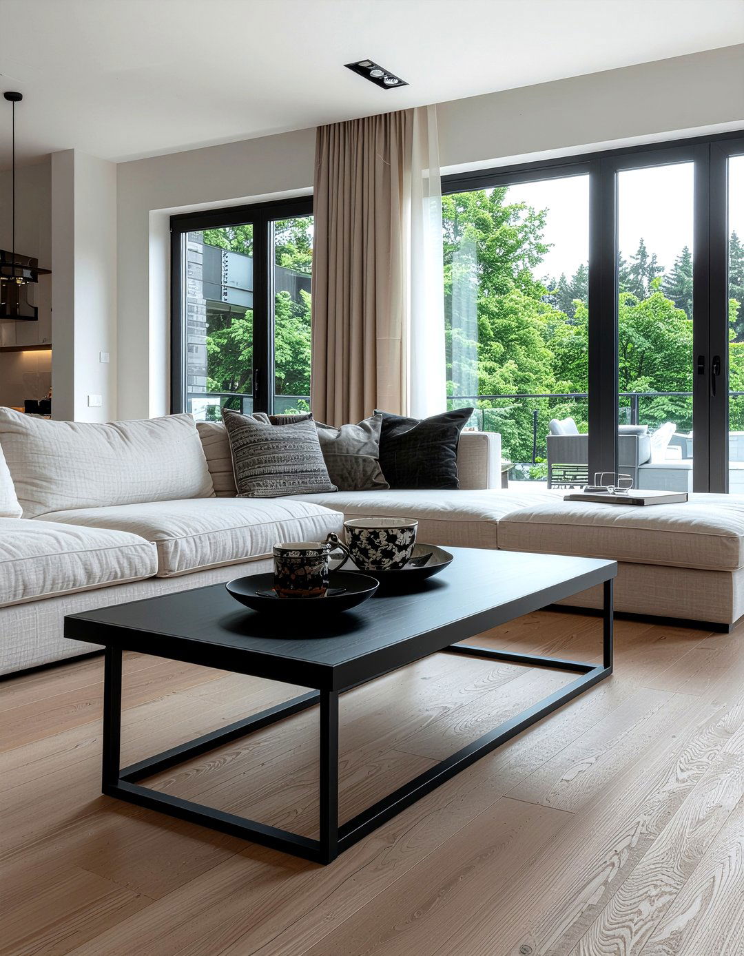 Black Metal Detail - 30 warm minimalist living room ideas