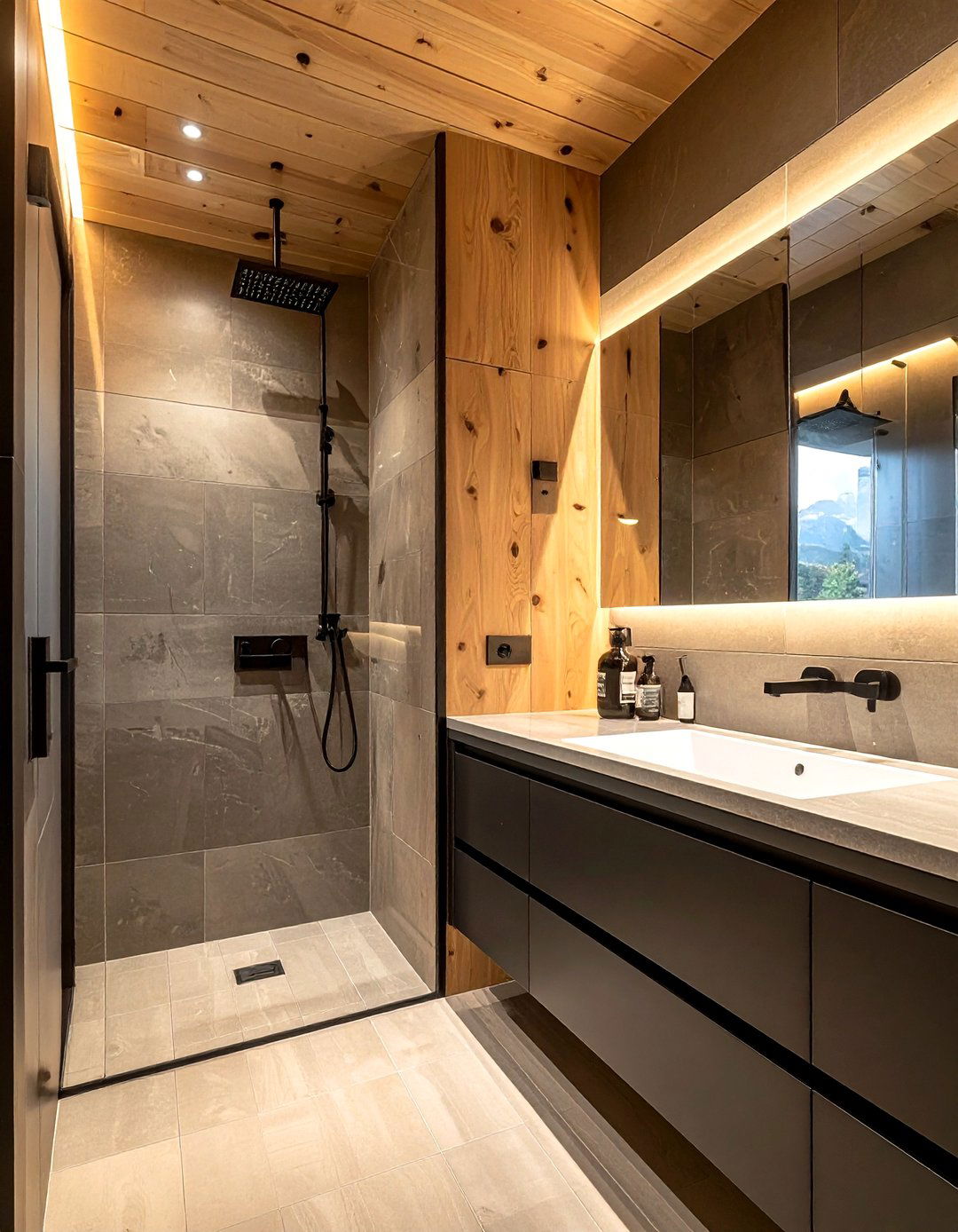 Black Metal Fixtures - 30 chalet bathroom ideas