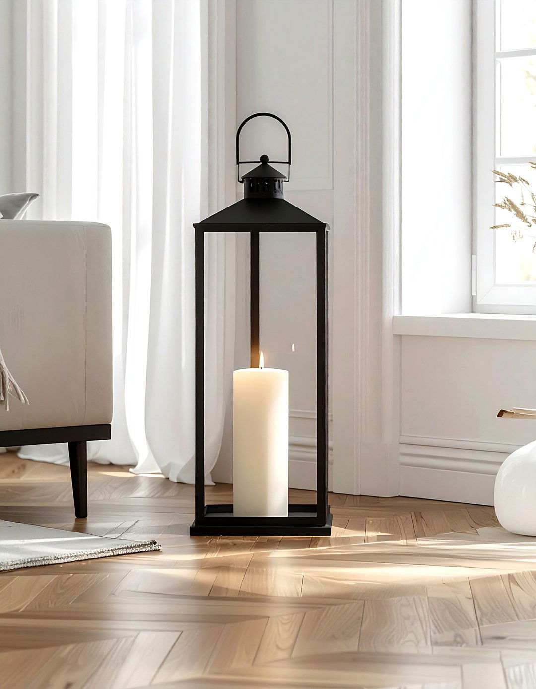 Black Metal Floor Lantern - 30 living room candle lanterns
