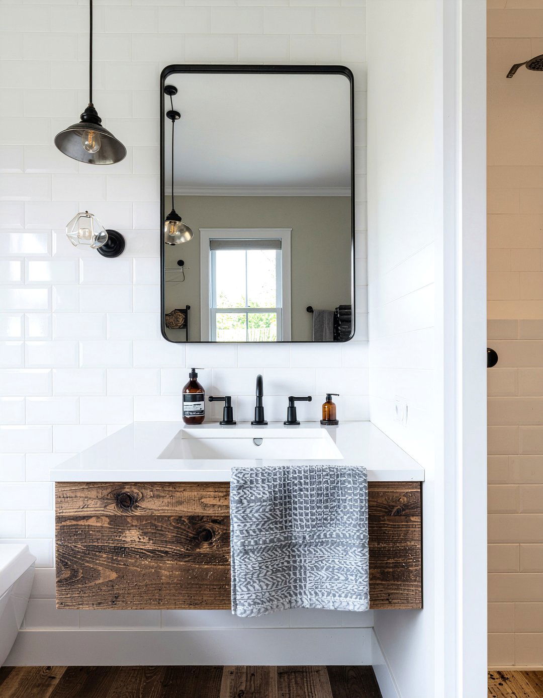 Black Metal Frame Mirror - 30 bathroom mirror accent ideas