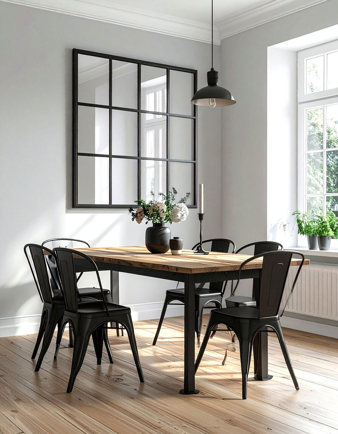 Black Metal Grid Mirror - 30 mirror wall decor ideas