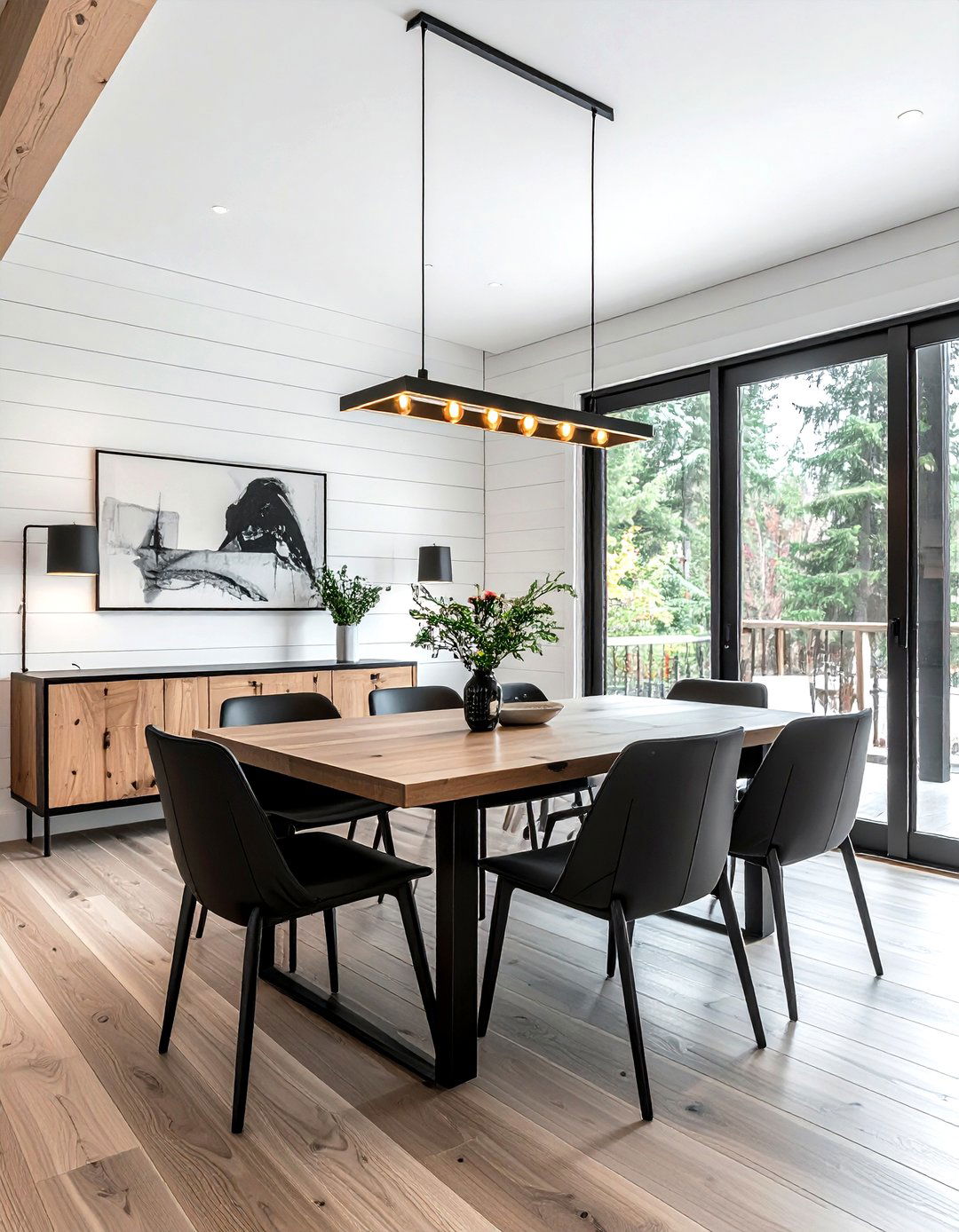 Black Metal Light - 30 lodge dining room ideas