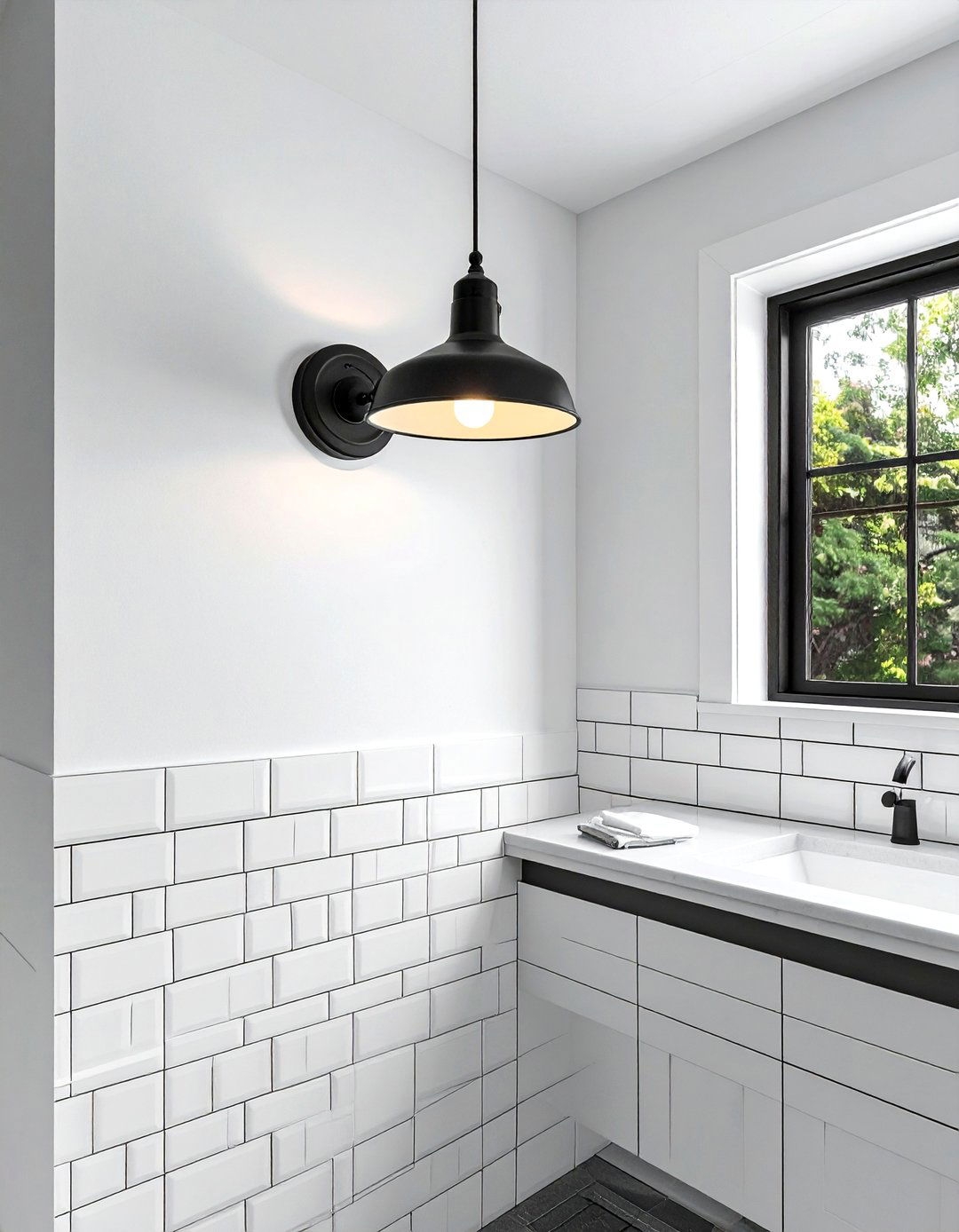 Black Metal Light - 30 bathroom ambient lighting ideas