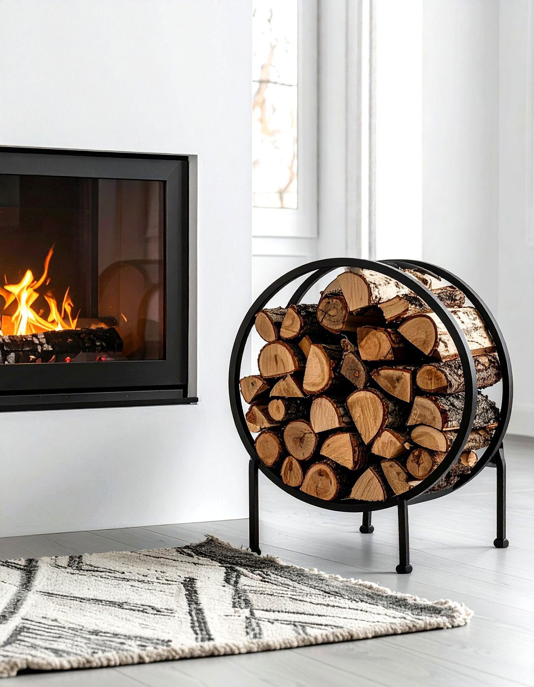 Black Metal Log Holder - 30 black metal decor ideas