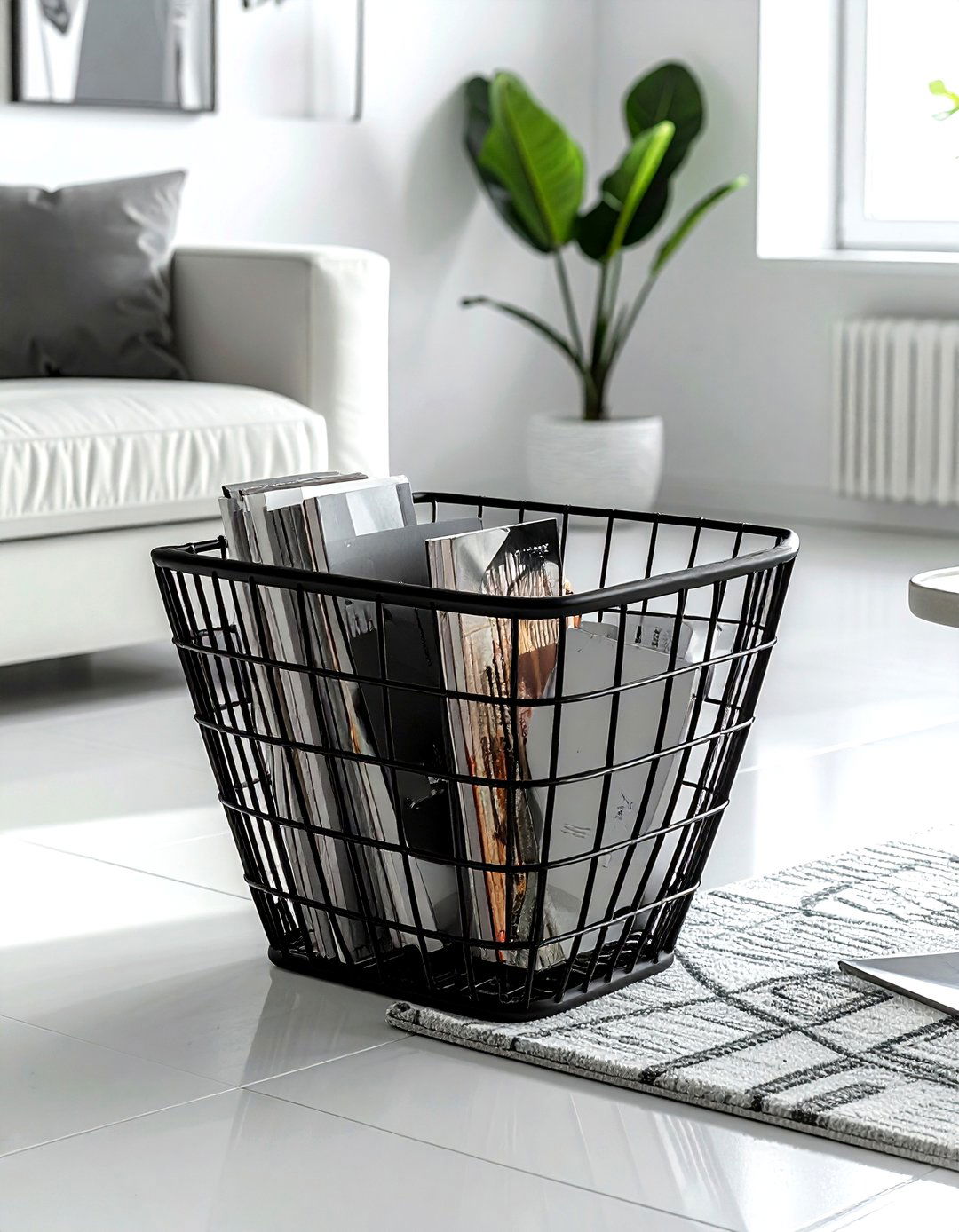 Black Metal Magazine Holder - 30 living room magazine rack ideas