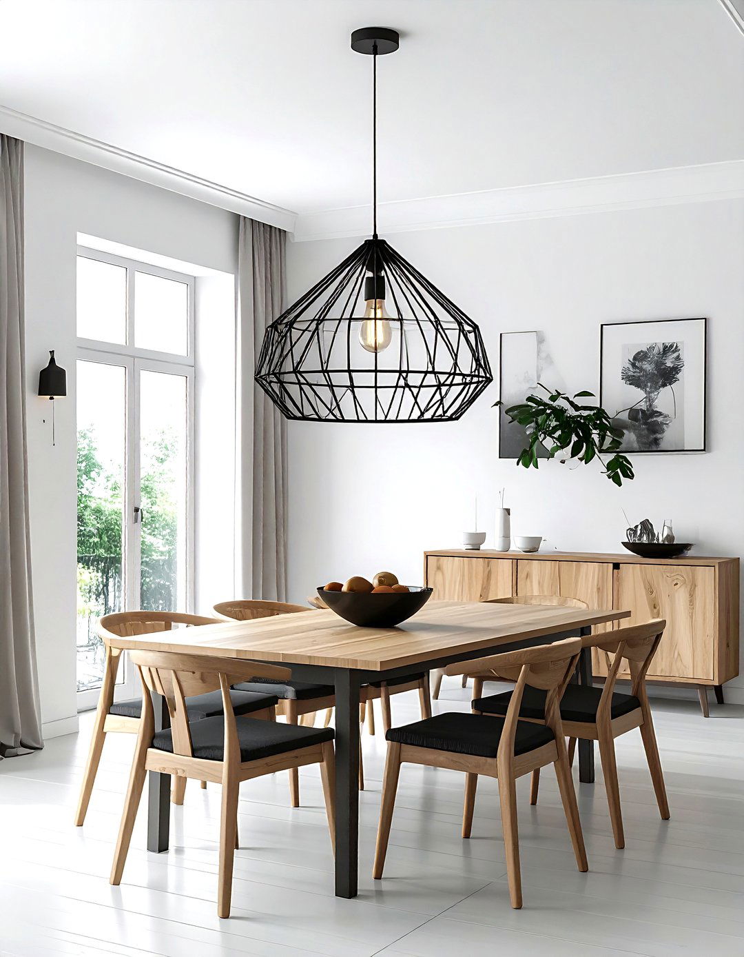 Black Metal Pendant Light - 30 black dining room accessories ideas