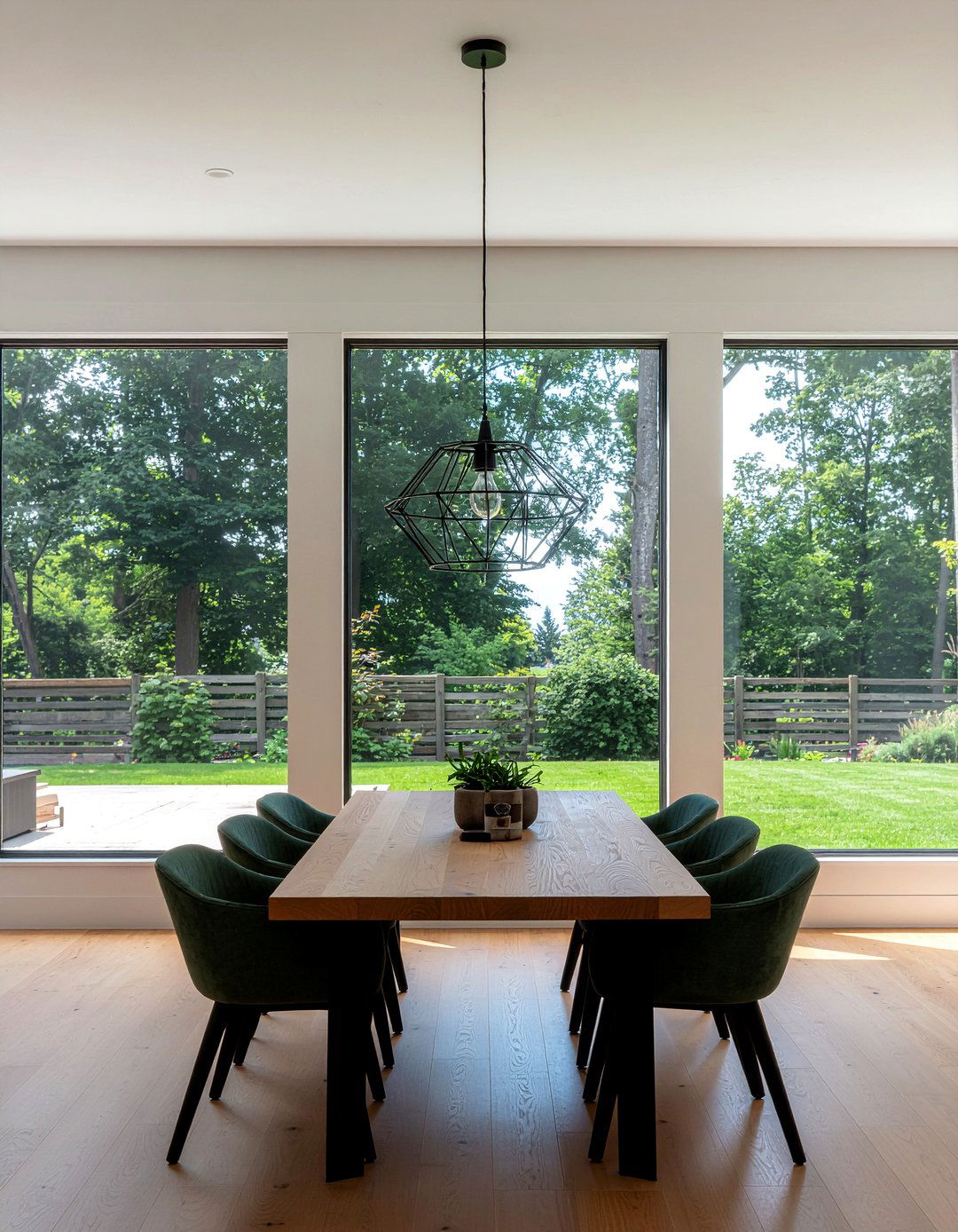 Black Metal Pendant Light - 30 farmhouse dining room ideas