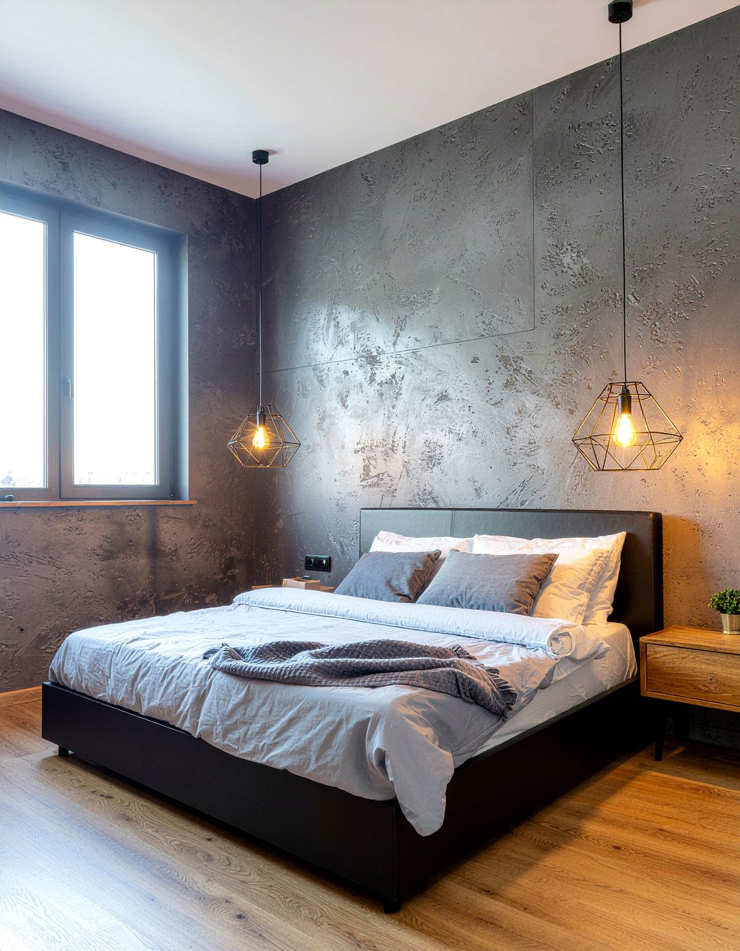 Black Metal Pendant Lighting - 30 warehouse bedroom ideas