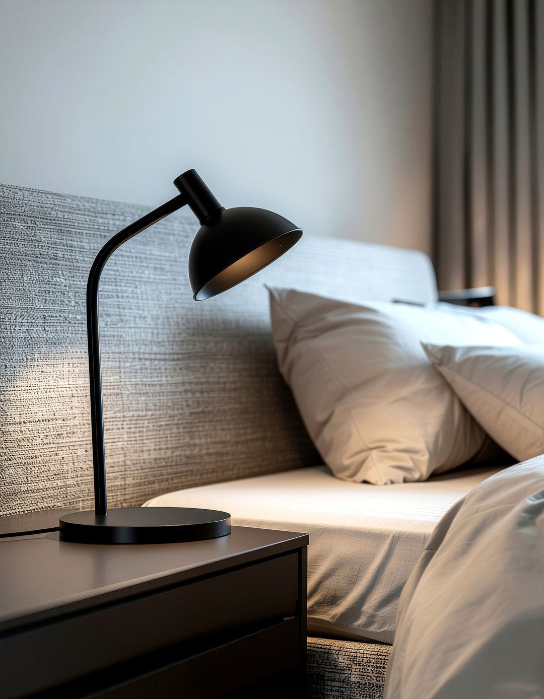 Black Metal Reading Light - 30 bedroom task lighting ideas