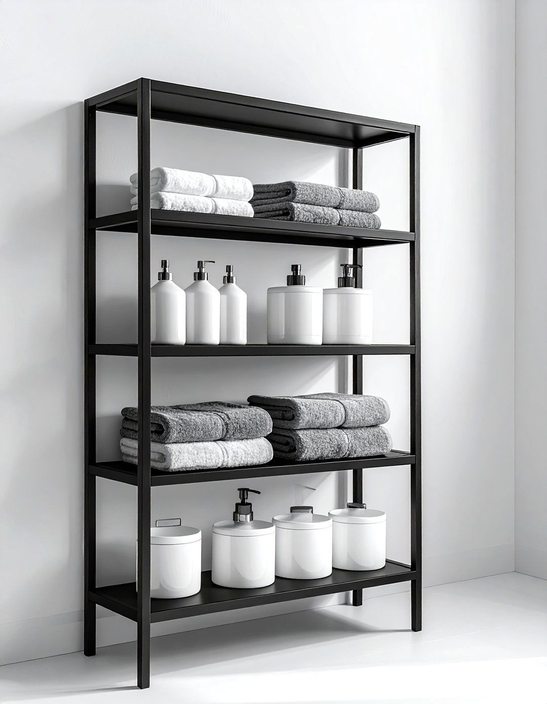 Black Metal Shelf - 30 bathroom shelving ideas