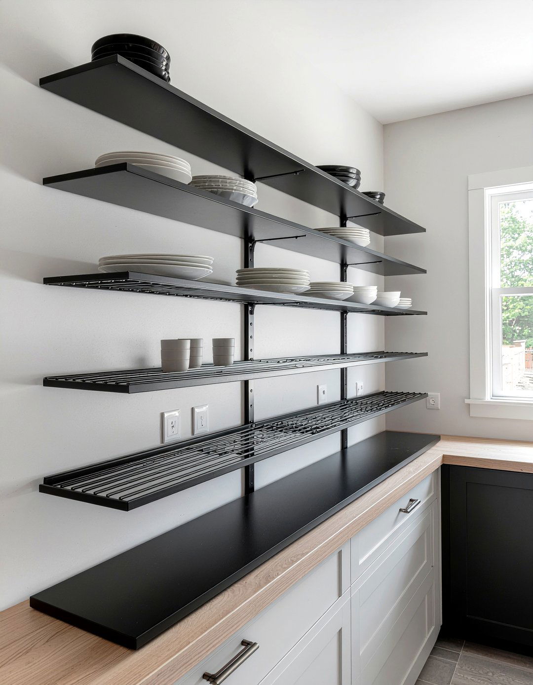 Black Metal Shelving Units - 30 open shelving kitchen ideas
