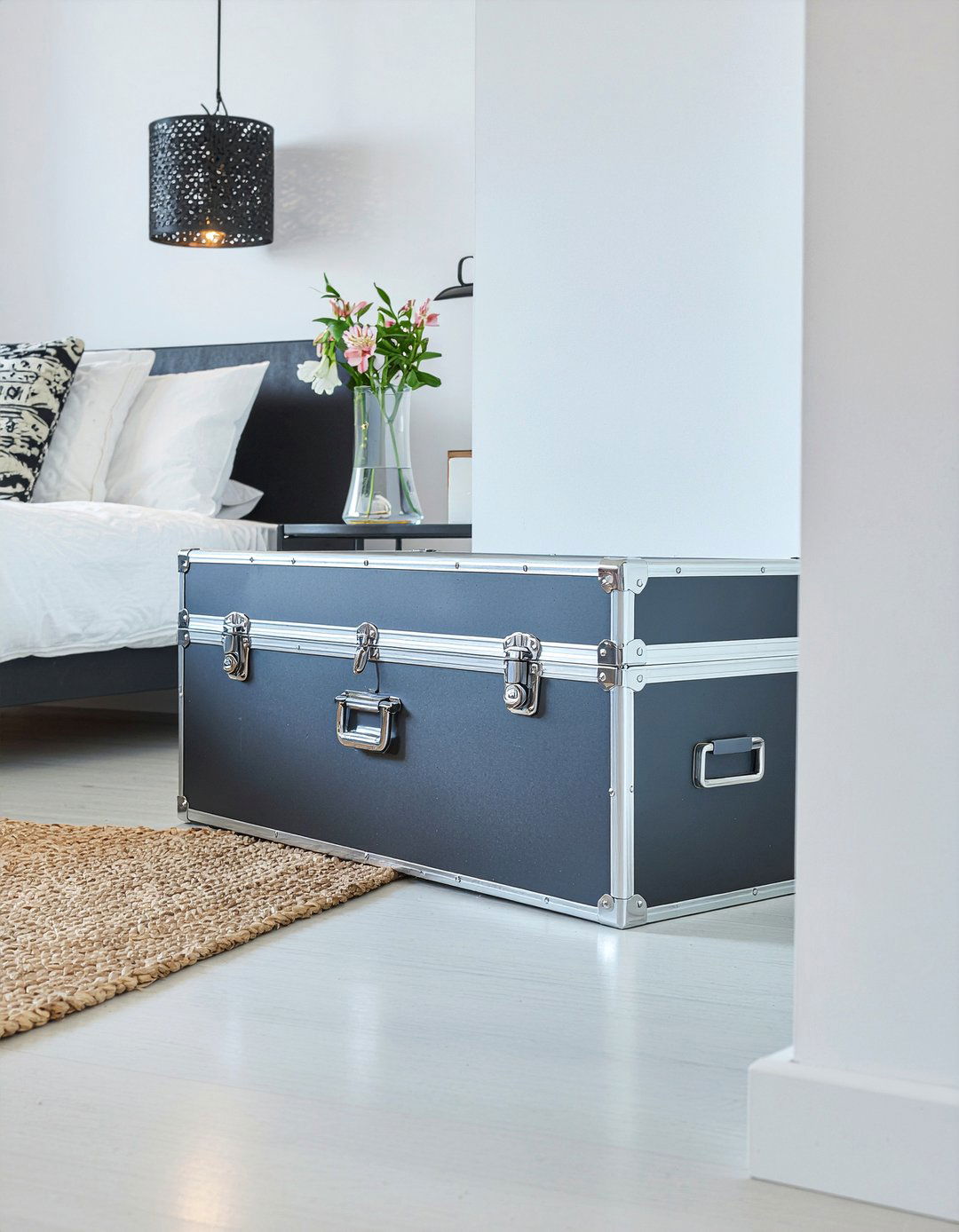 Black Metal Trunk - 30 bedroom storage trunks