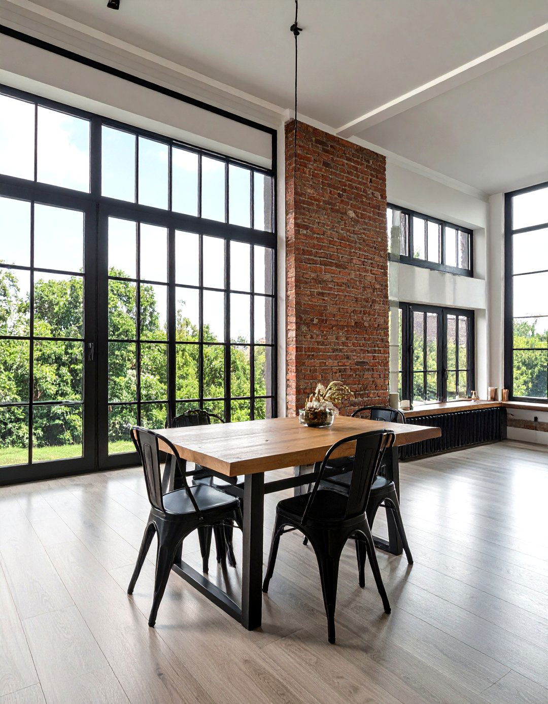 Black Metal Window Frame - 30 warehouse dining room ideas