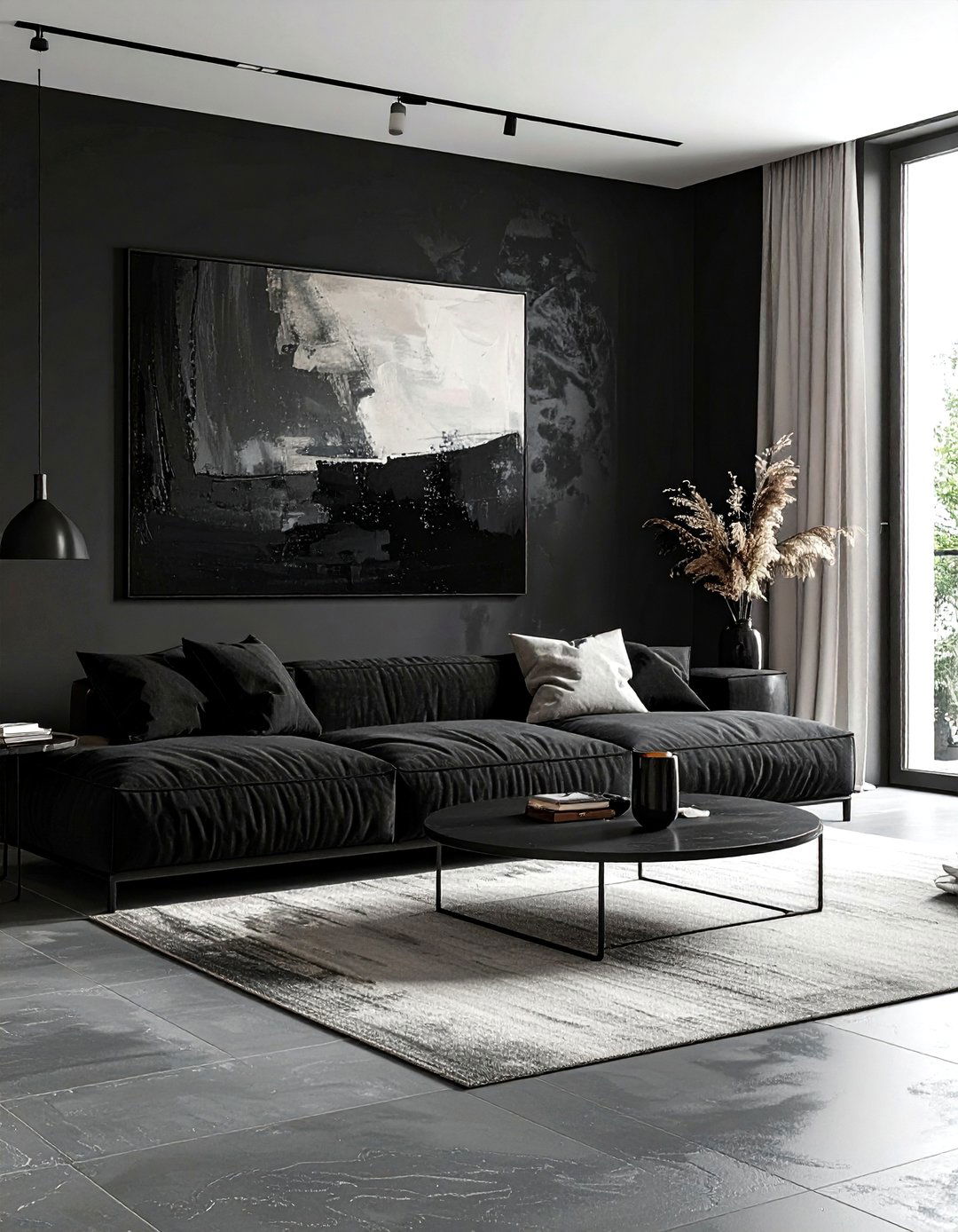 Black Minimalist Interior - 30 bohemian black living room ideas