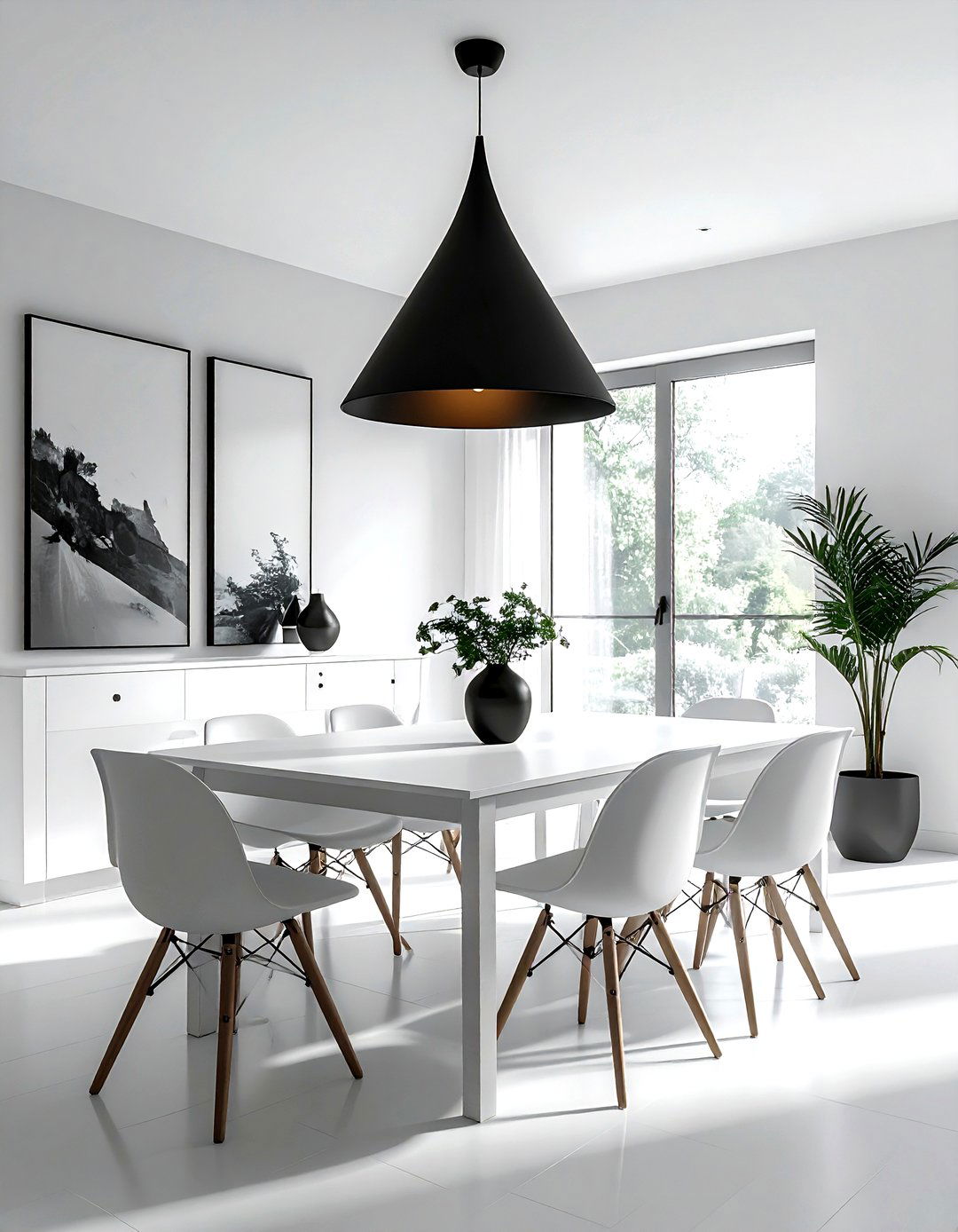 Black Minimalist Pendant - 30 dining room task lighting ideas
