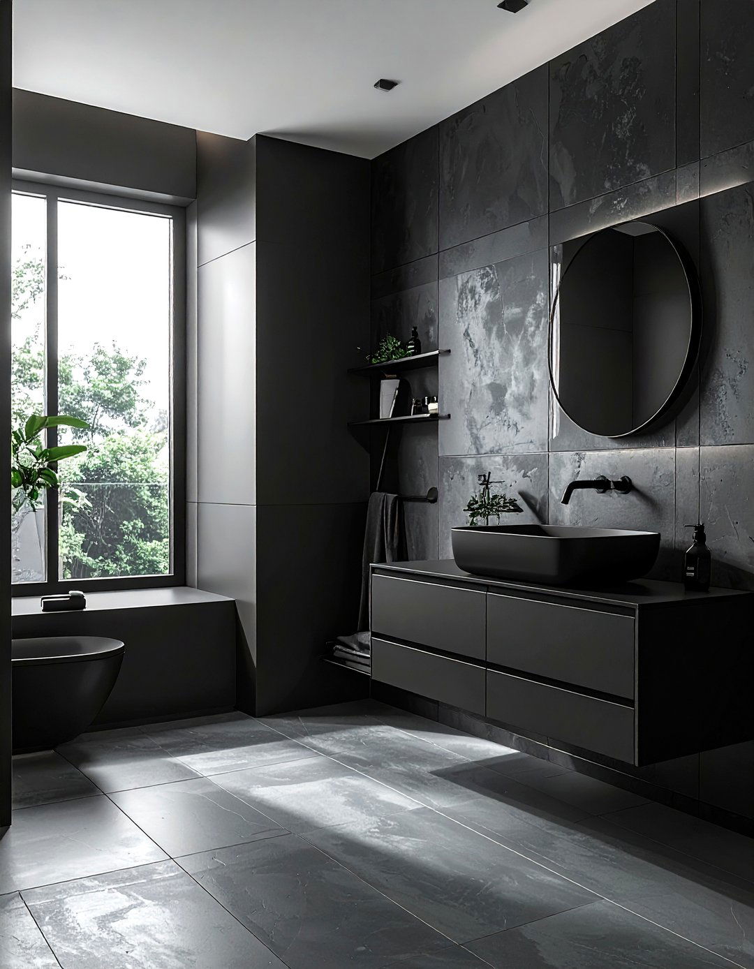 Black Minimalist Style - 30 black bathroom design ideas