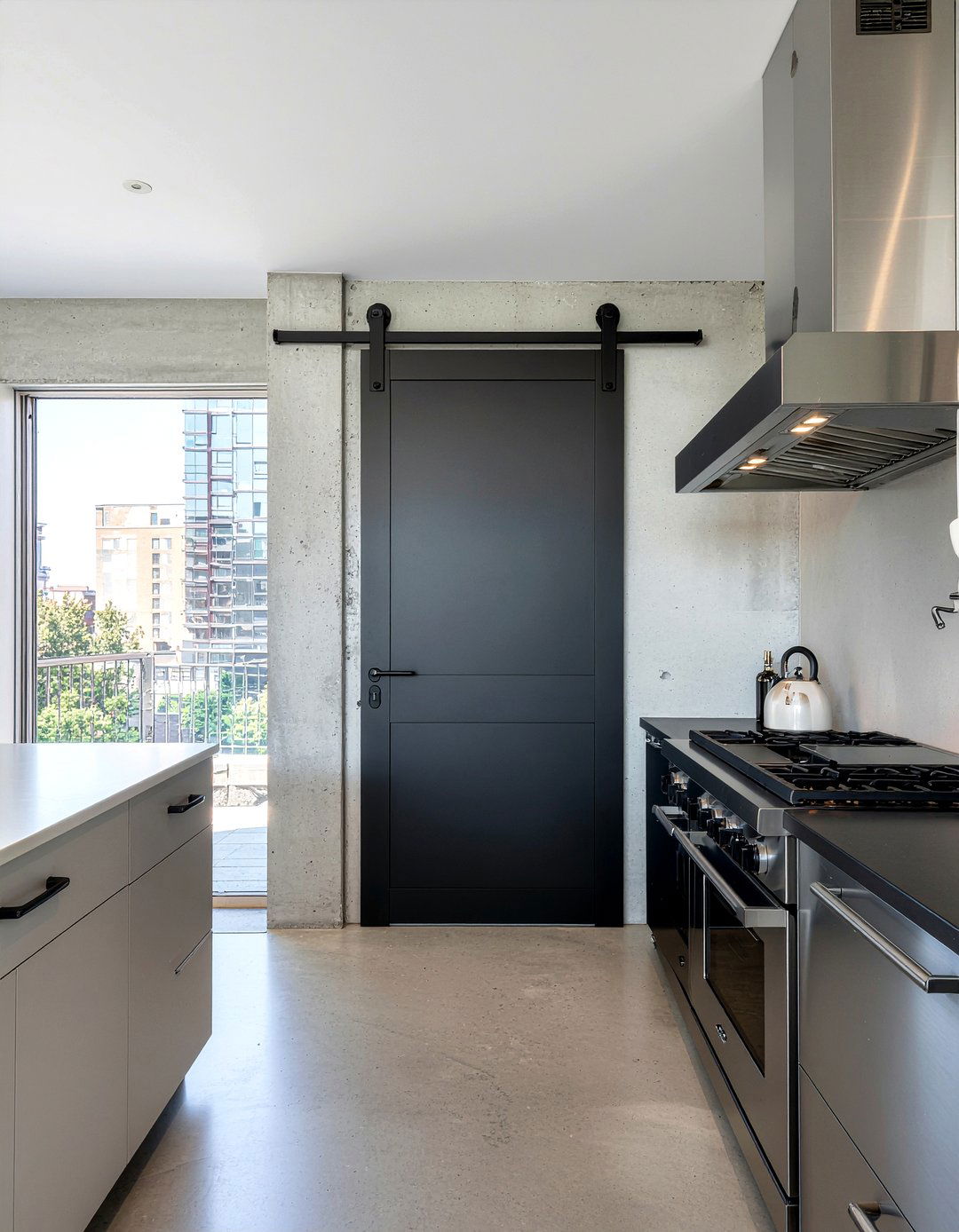Black Modern Barn Door - 30 kitchen barn door ideas