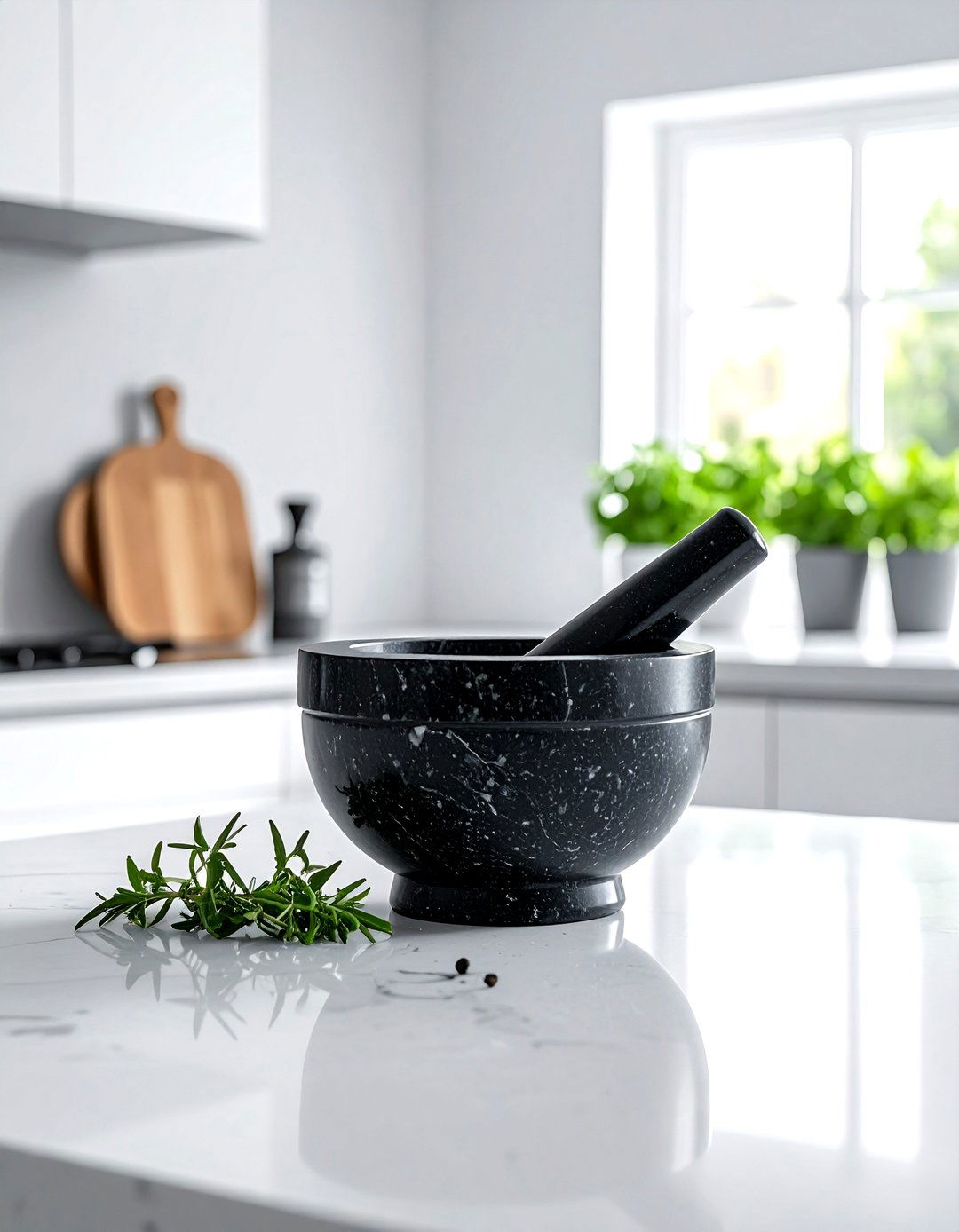 Black Mortar And Pestle - 30 black kitchen accessories ideas