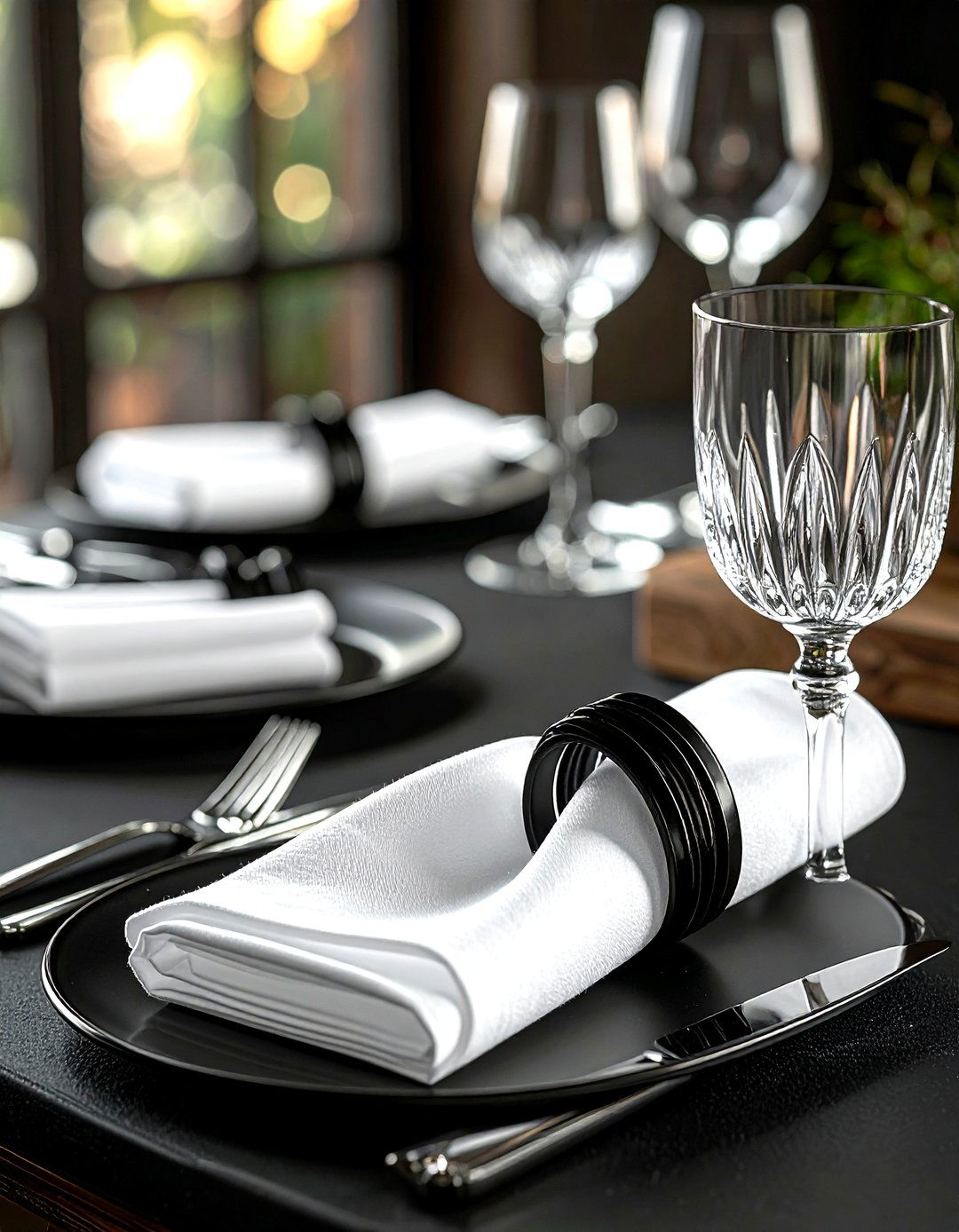 Black Napkin Rings - 30 black dining room accessories ideas