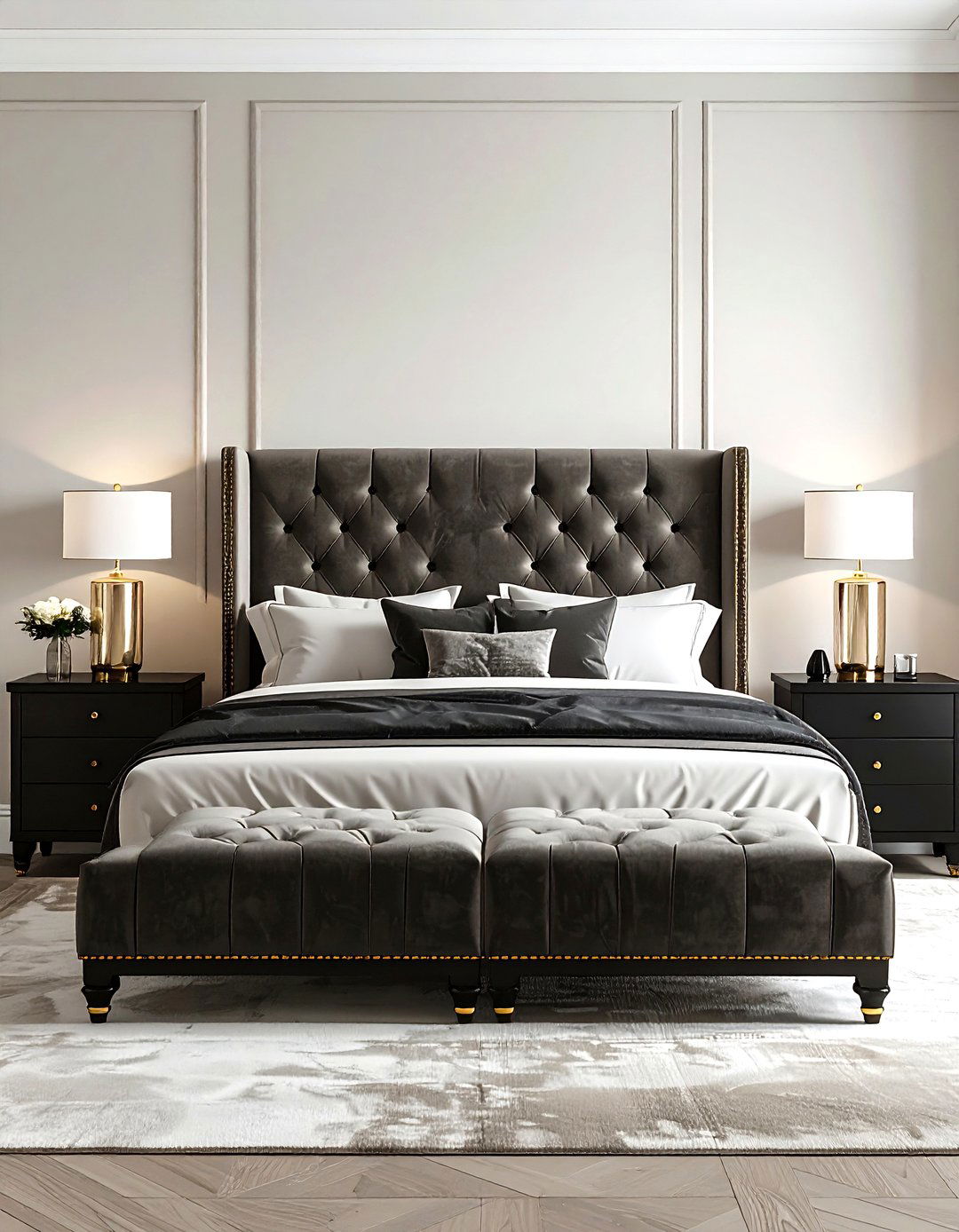 Black Nightstands - 30 black bedroom accessories ideas