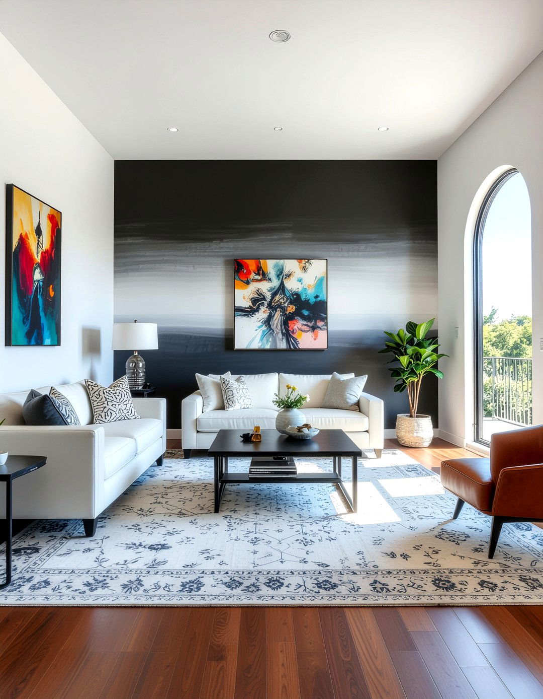 Black Ombre Wall - 30 living room ombre wall ideas